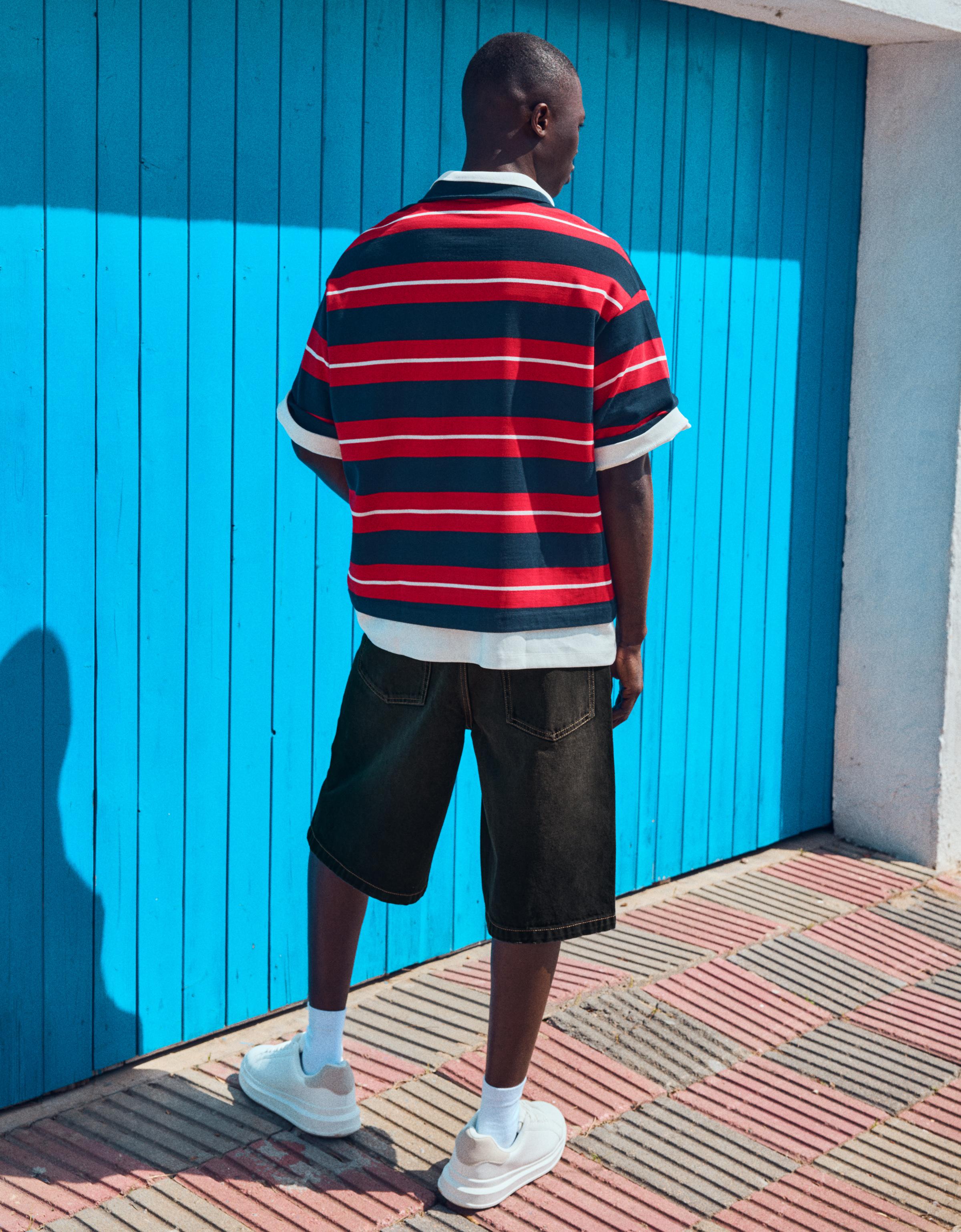 Baggy fit denim bermuda - Görsel 132