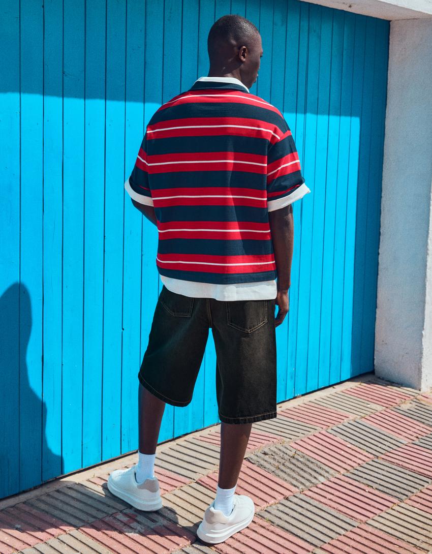 Bermuda denim baggy-Negro