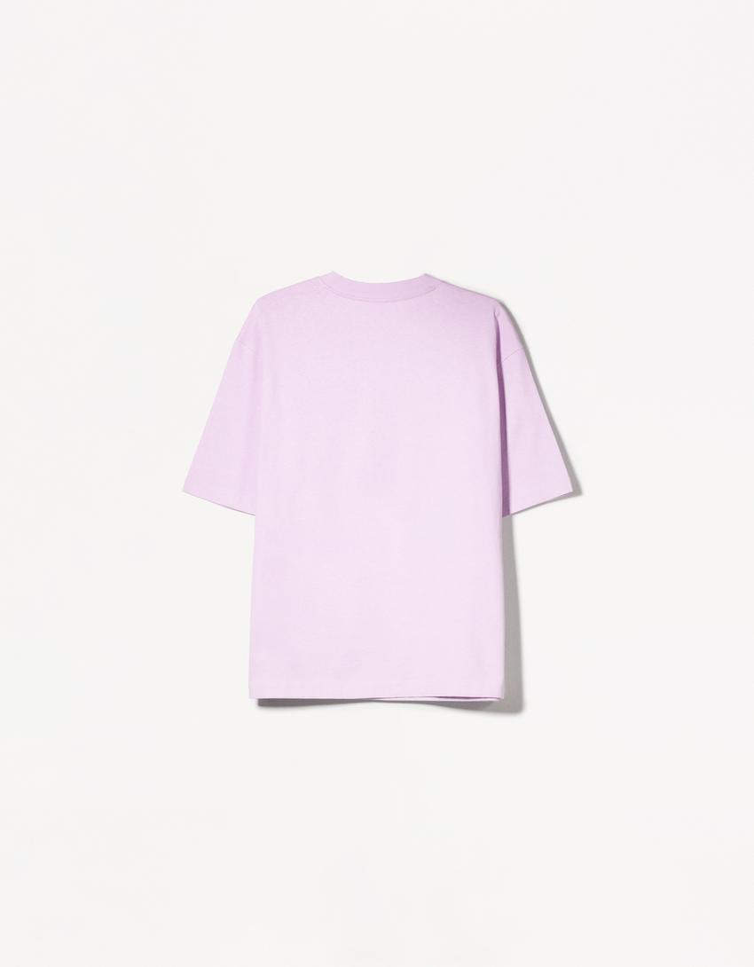 T-shirt manga curta oversize heavy cotton-Roxo