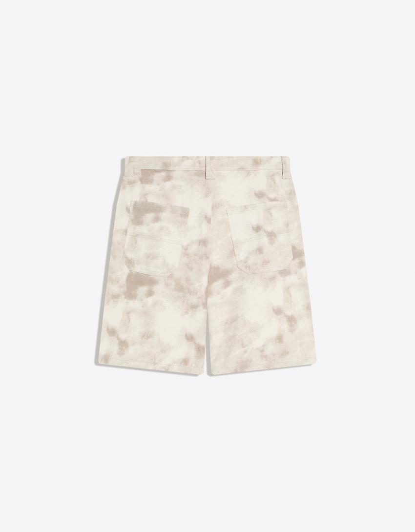 Baggy print Bermuda shorts-Grey