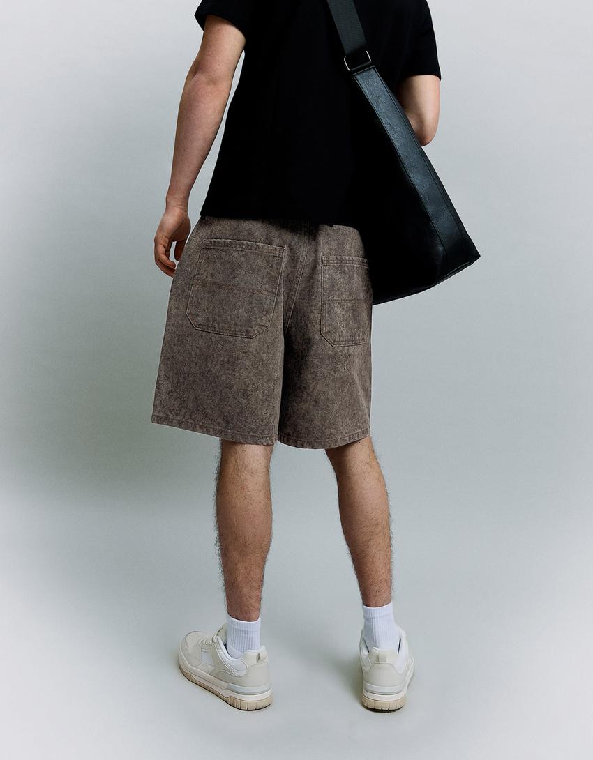 Celana Bermuda baggy dengan gambar-Abu-abu gelap