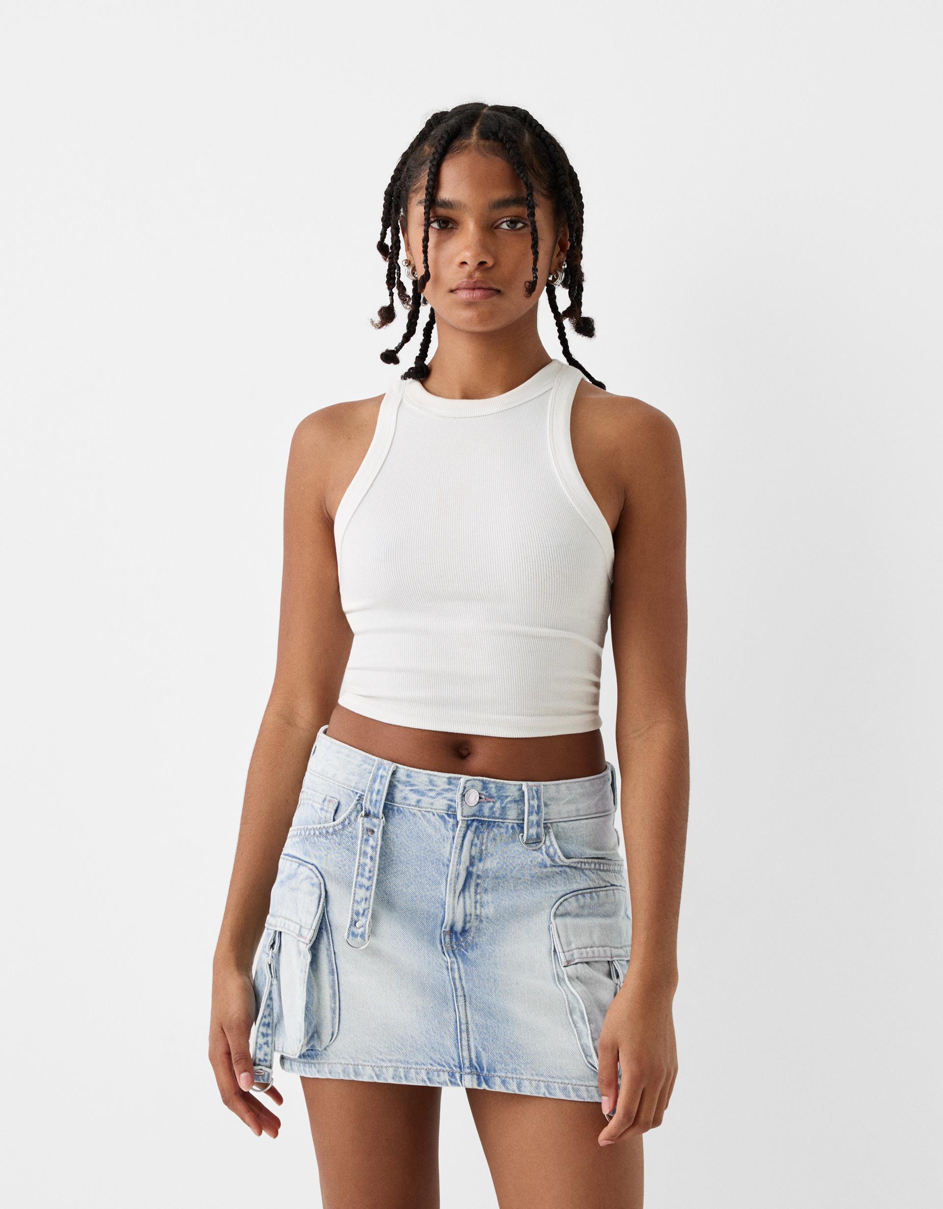 Denim Gonne Cargo Gonna Bershka Jeans Cargo Denim Cargo Skirt With
