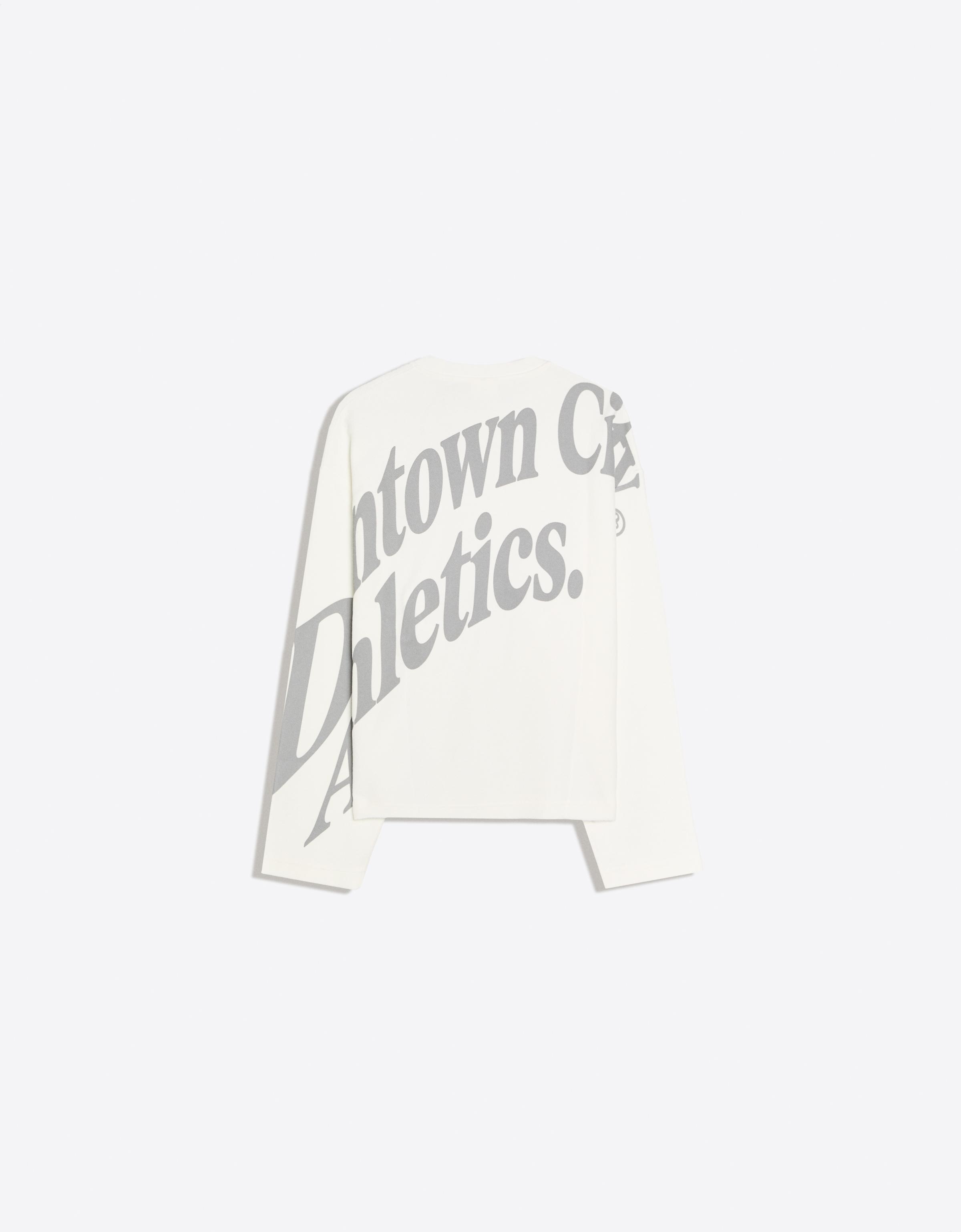 Printed plush round neck sweatshirt — White