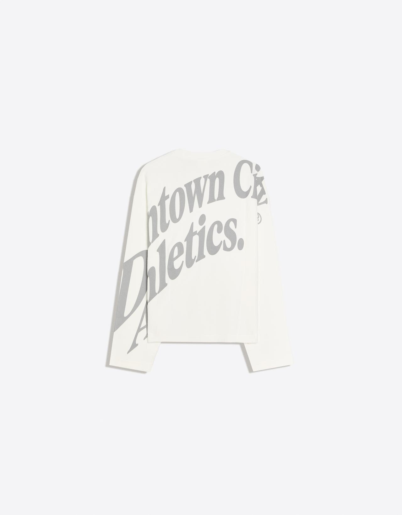 Printed plush round neck sweatshirt — White