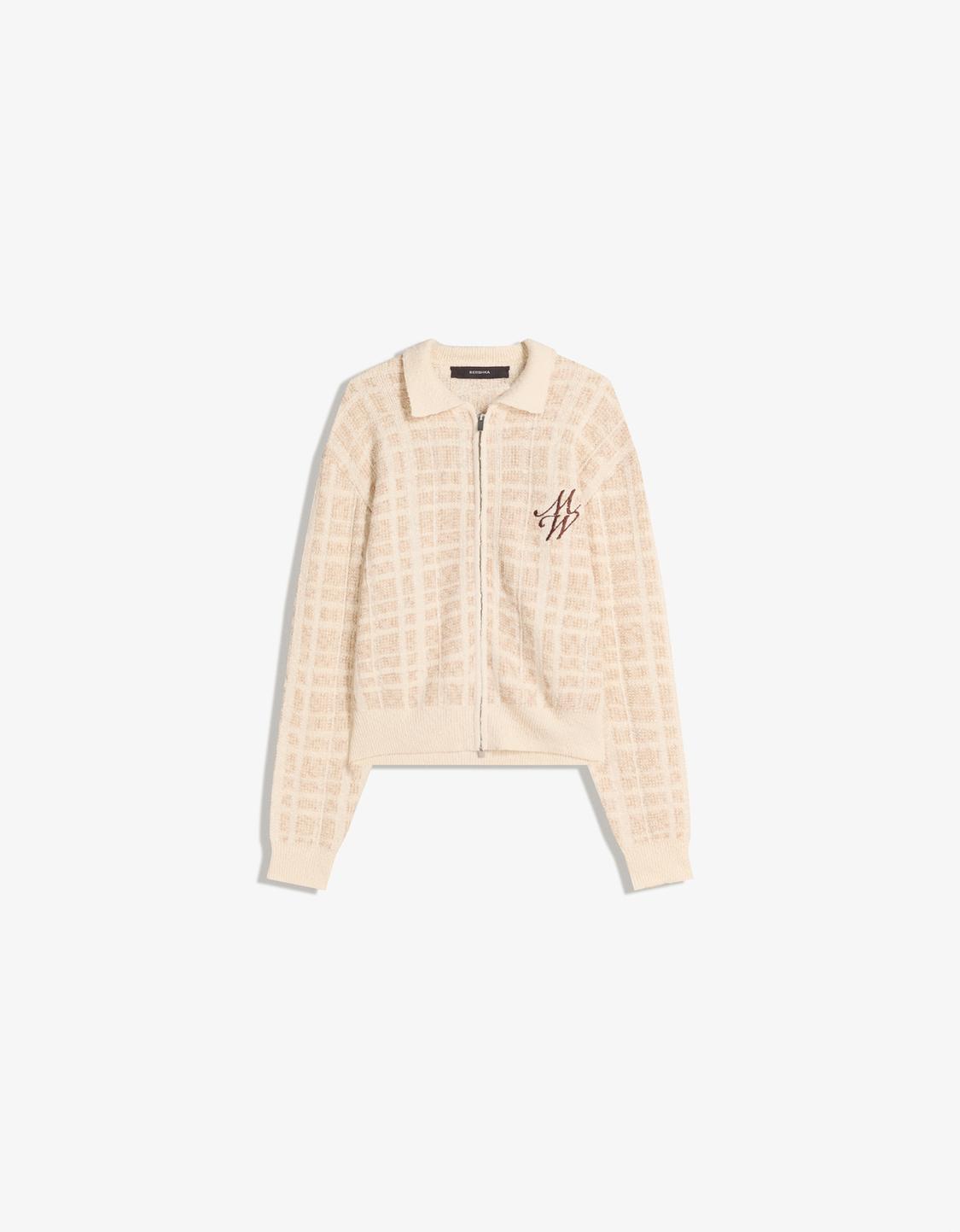 Embroidered textured jacket
