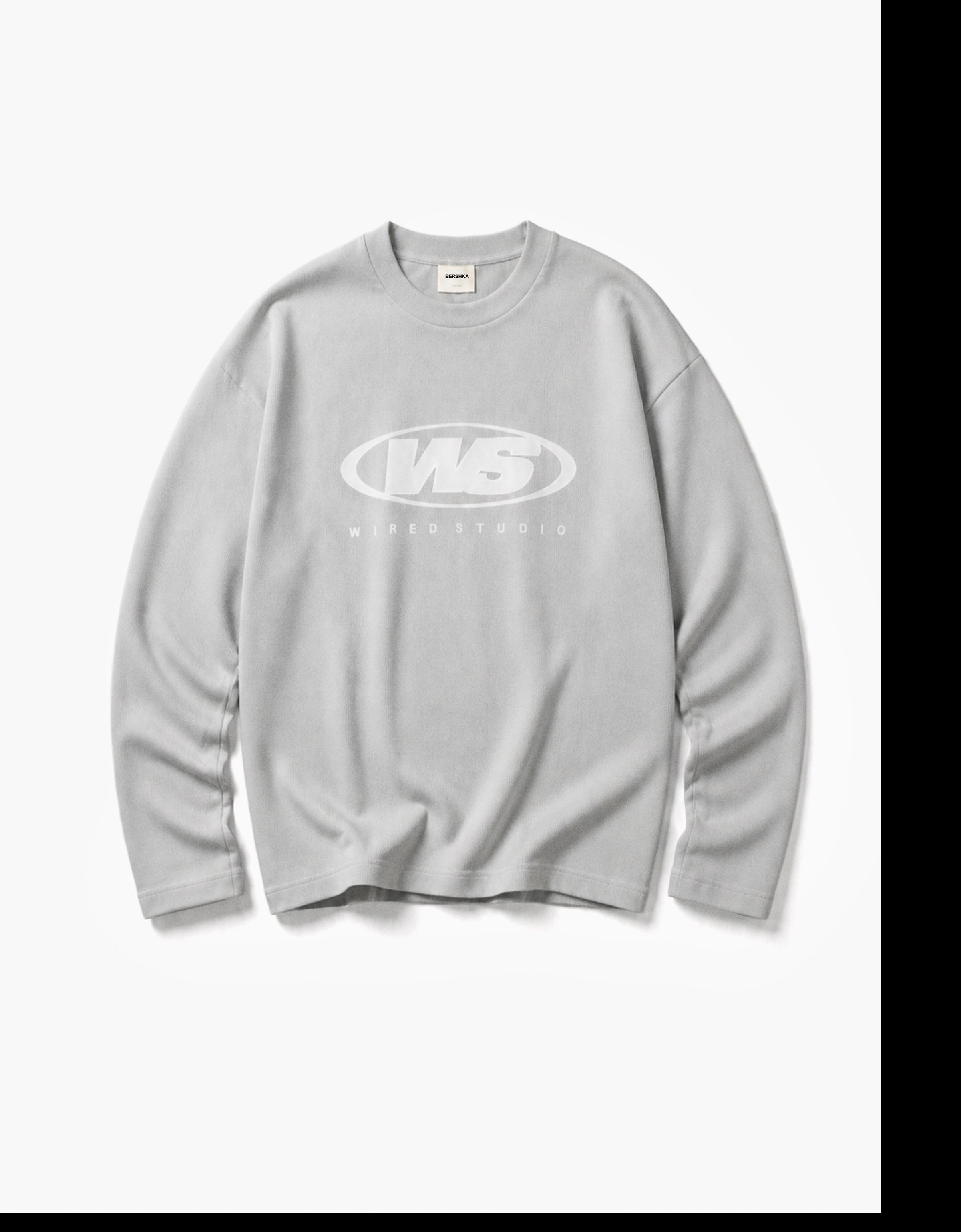 Printed round neck jumper — Grey