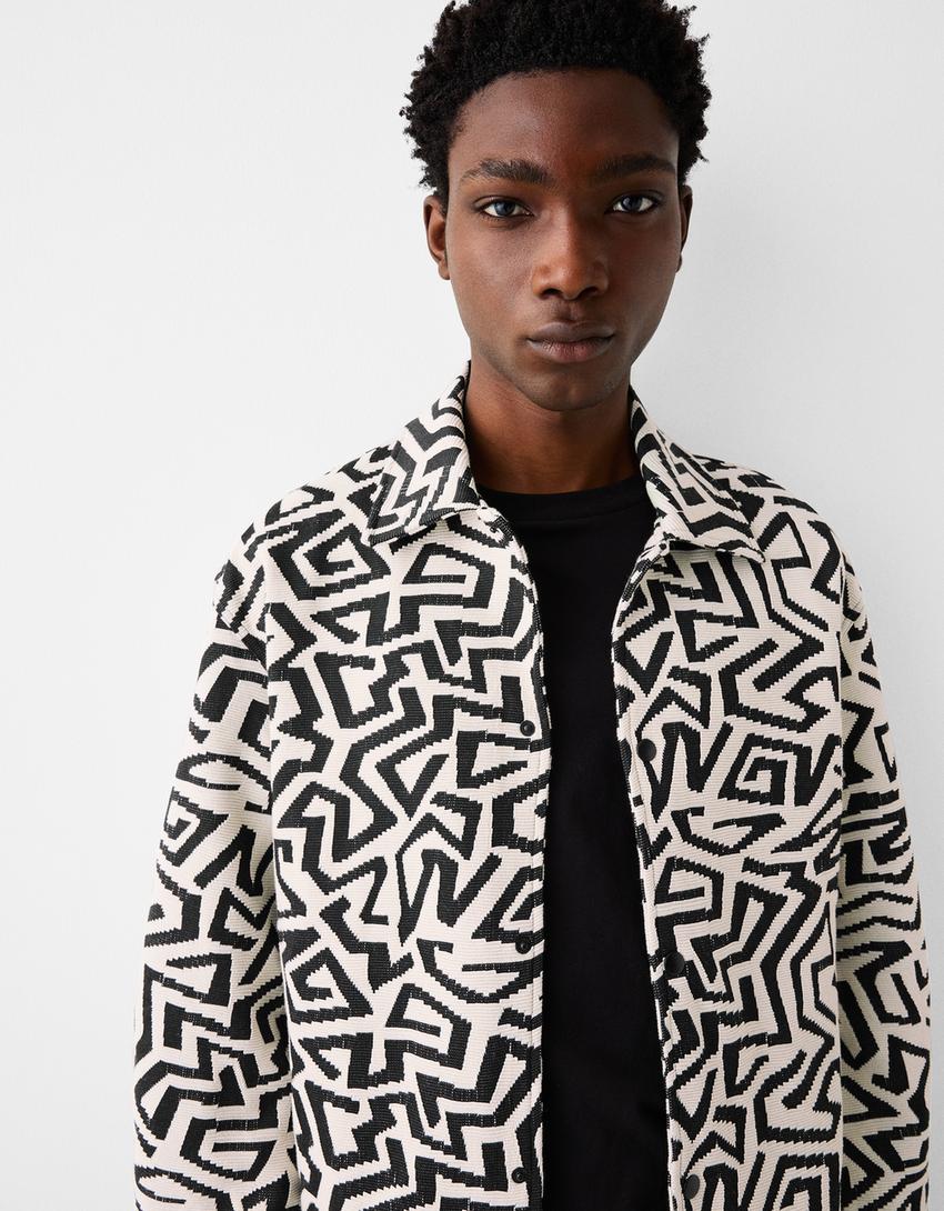 Blouson rustique imprimé-Noir-2