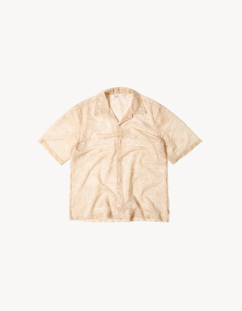 Chemise manches courtes en dentelle ARIES X BERSHKA-Écru