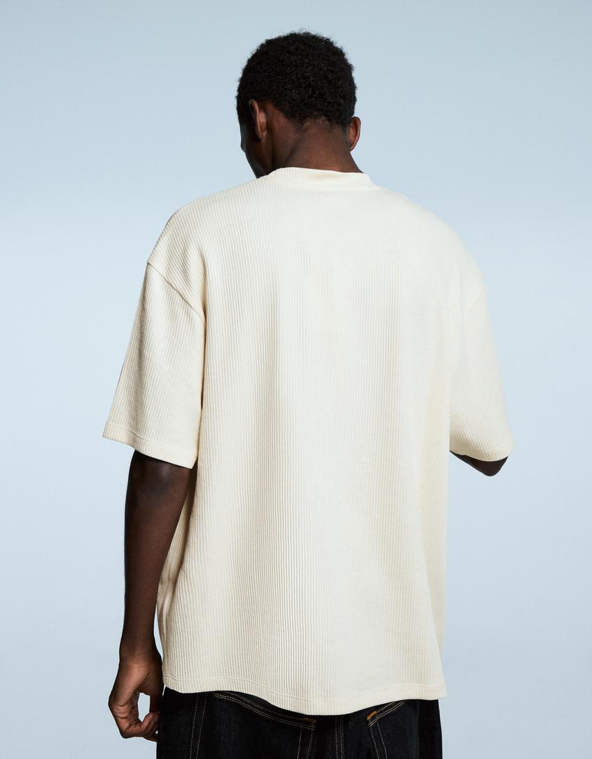 Textured short sleeve T-shirt-Off white