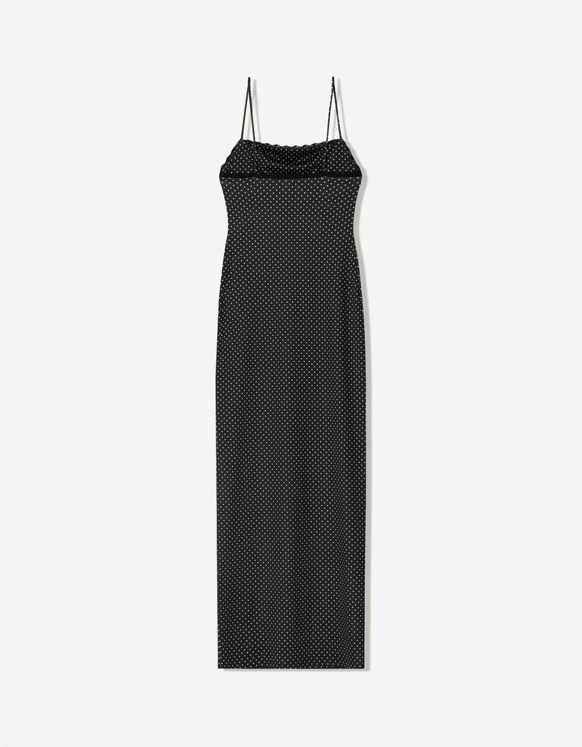 Printed strappy midi dress