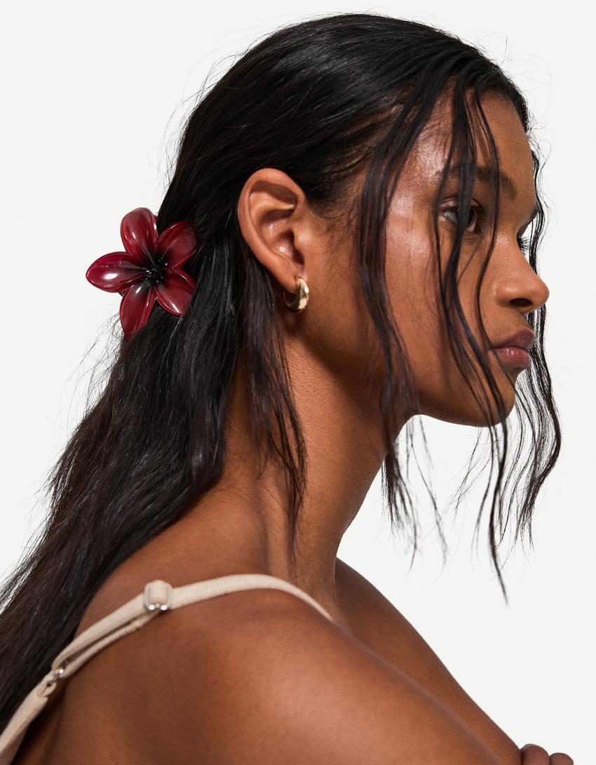 2-Pack haarclips bloemen-Bordeaux