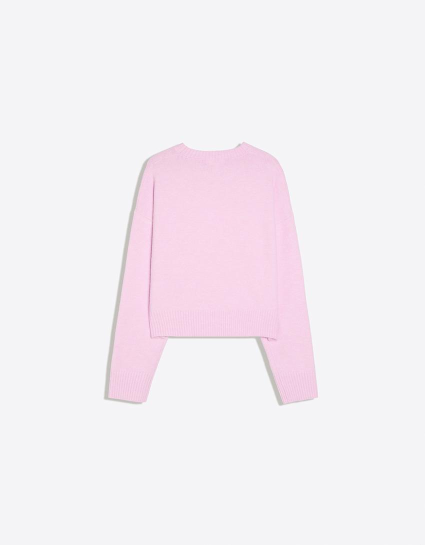 Pullover mit Rundausschnitt-Rosa
