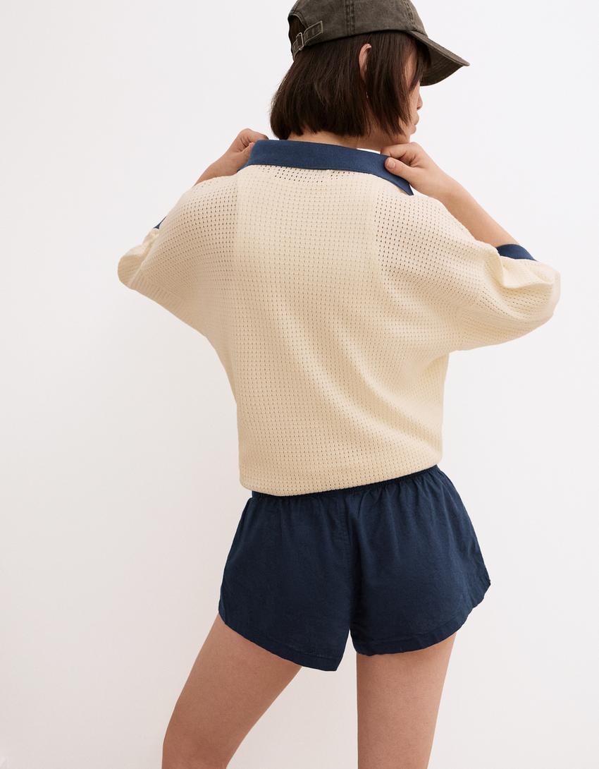 Shorts mini con bottoni-Marino