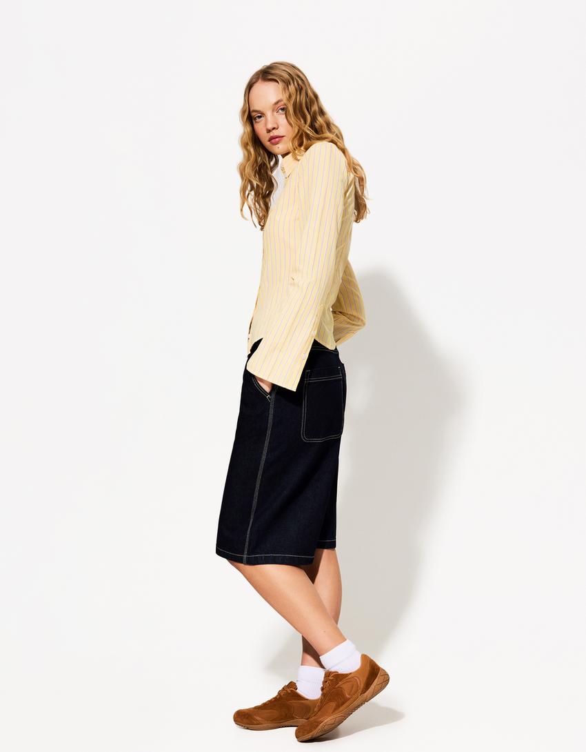 Chemise cintrée manches évasées-Jaune