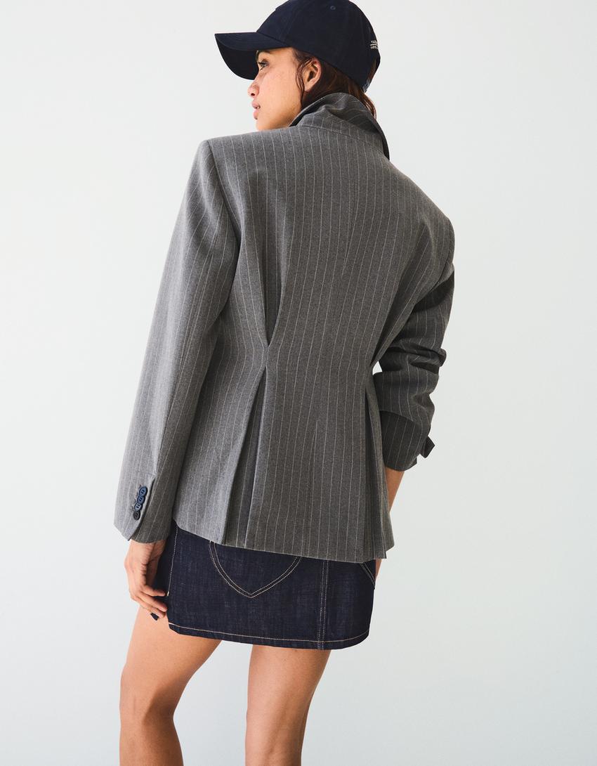 Blazer mit Taillenabnähern-Grau