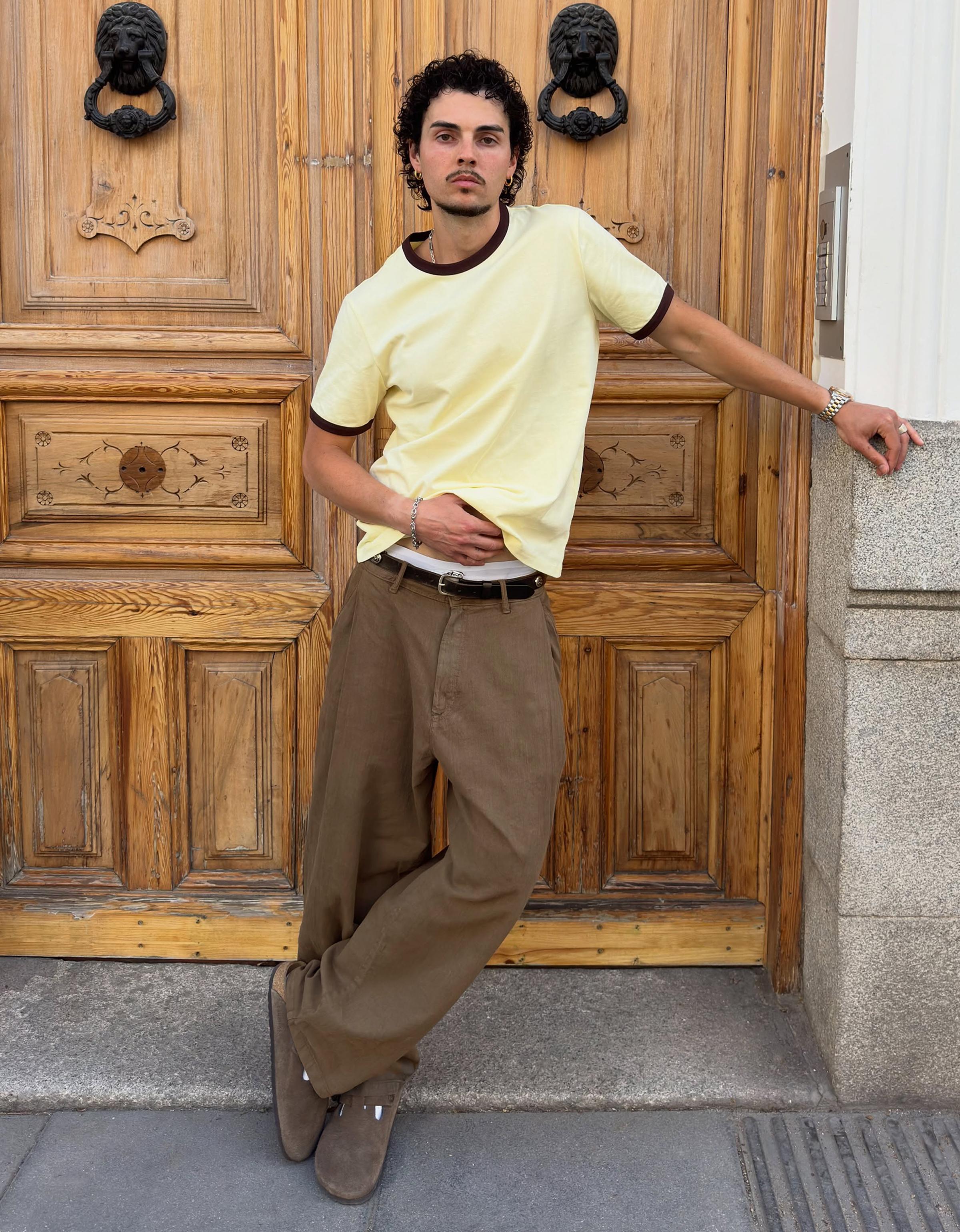 Super baggy trousers with linen — Brown