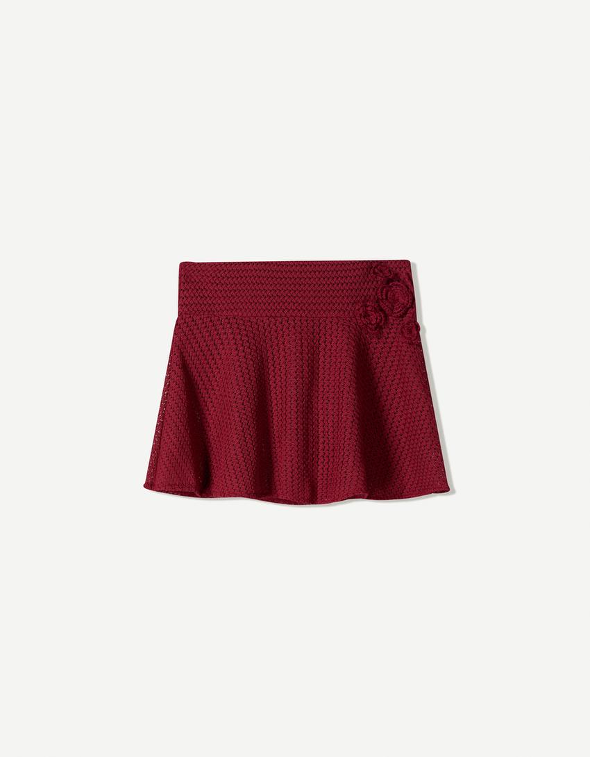 Crochet sarong skirt-Maroon