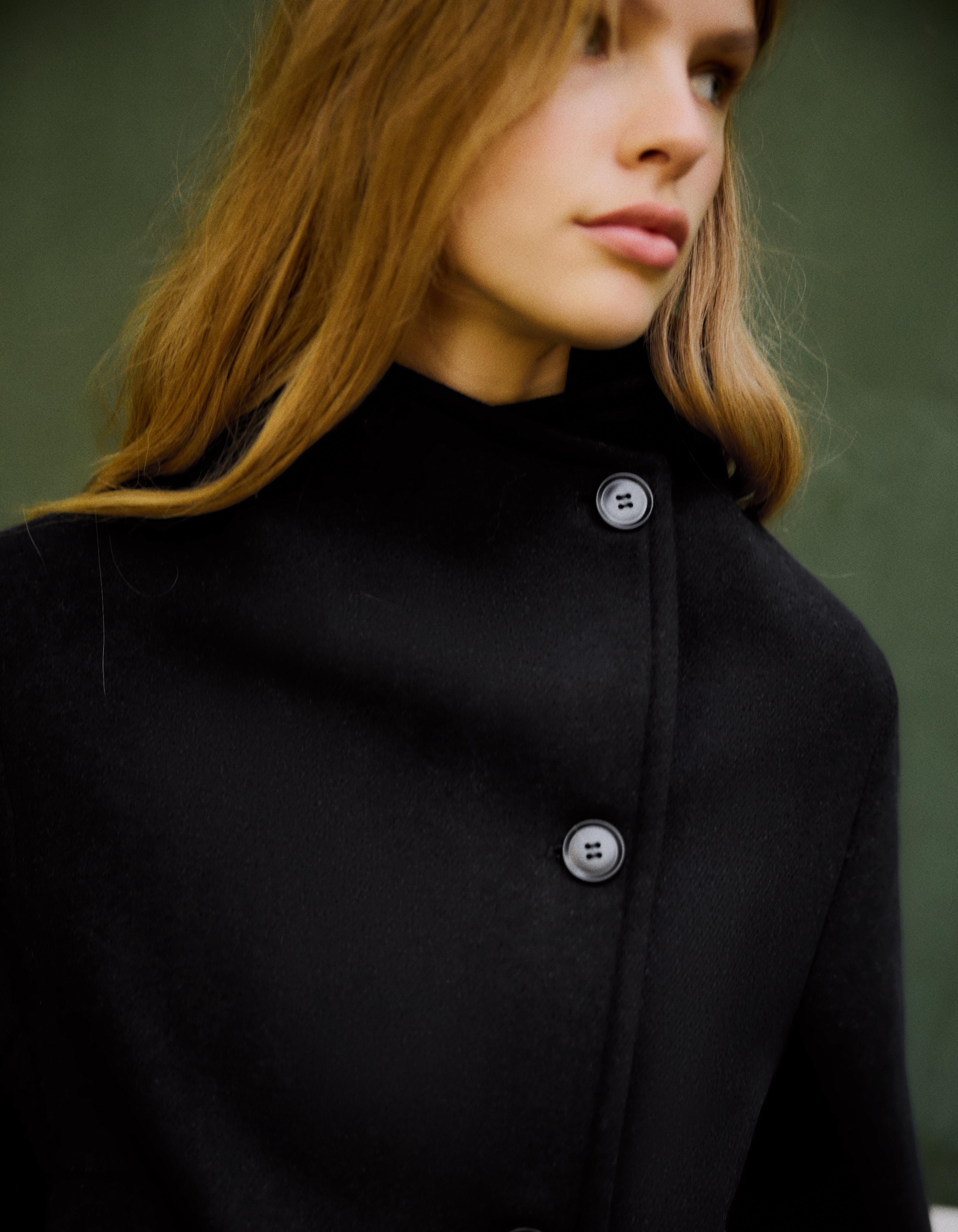 Cropped felt-effect wrap jacket