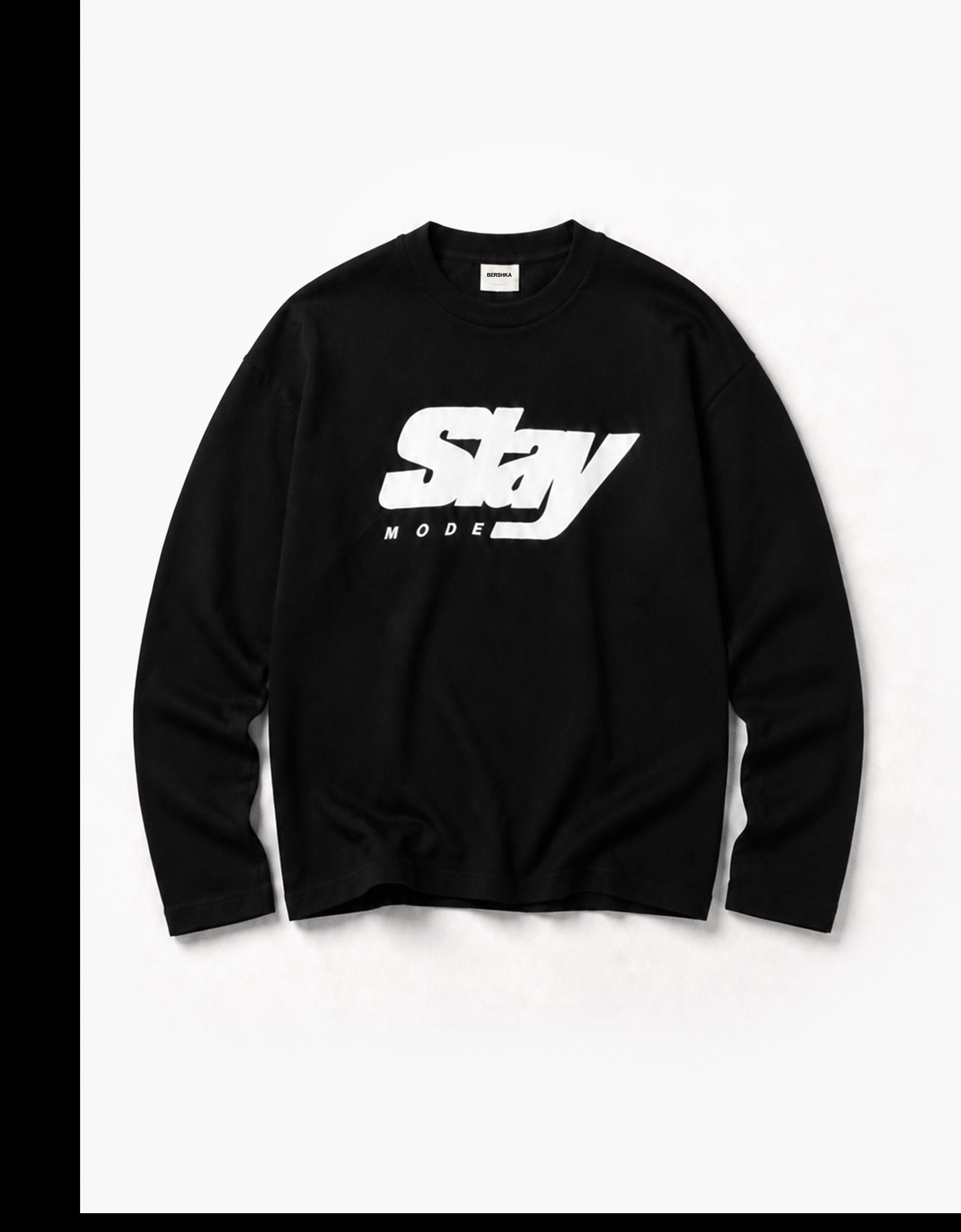 Printed round neck jumper — Black