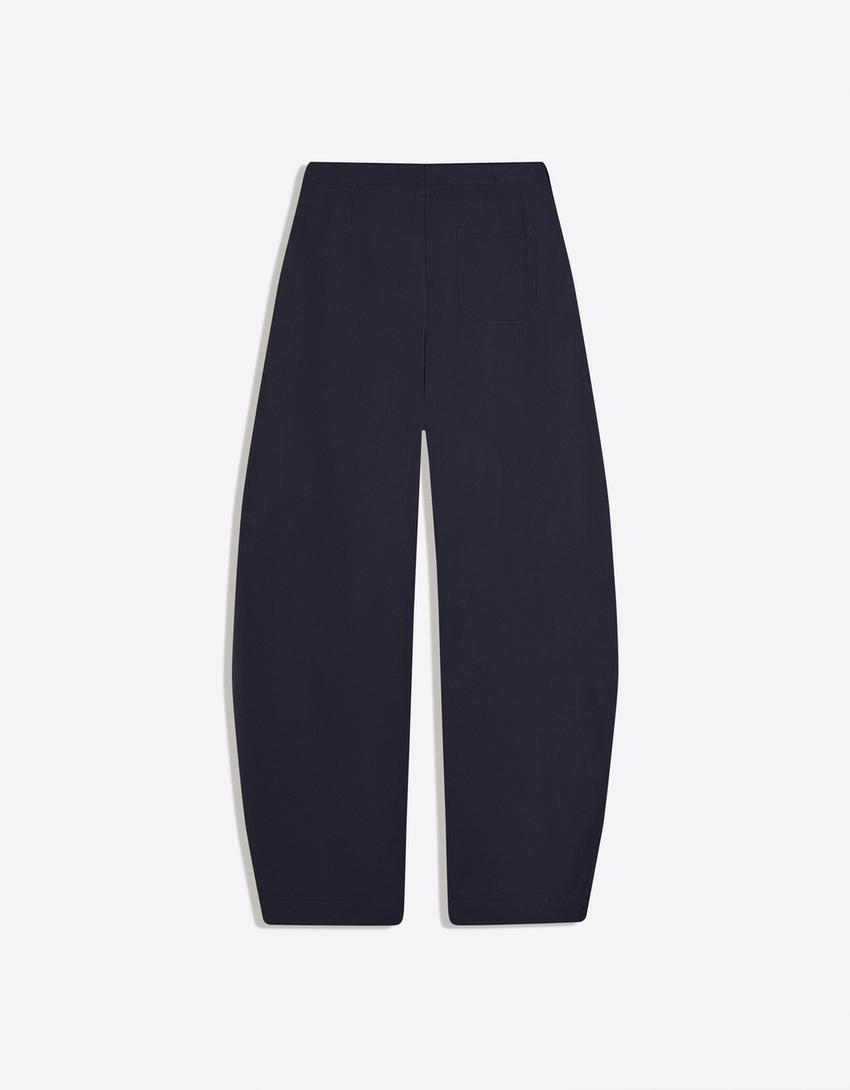 Pantalon barrel à pinces-Marine