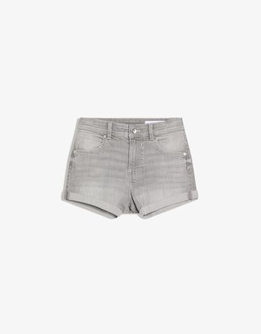 Roll-up denim shorts — Grey 5