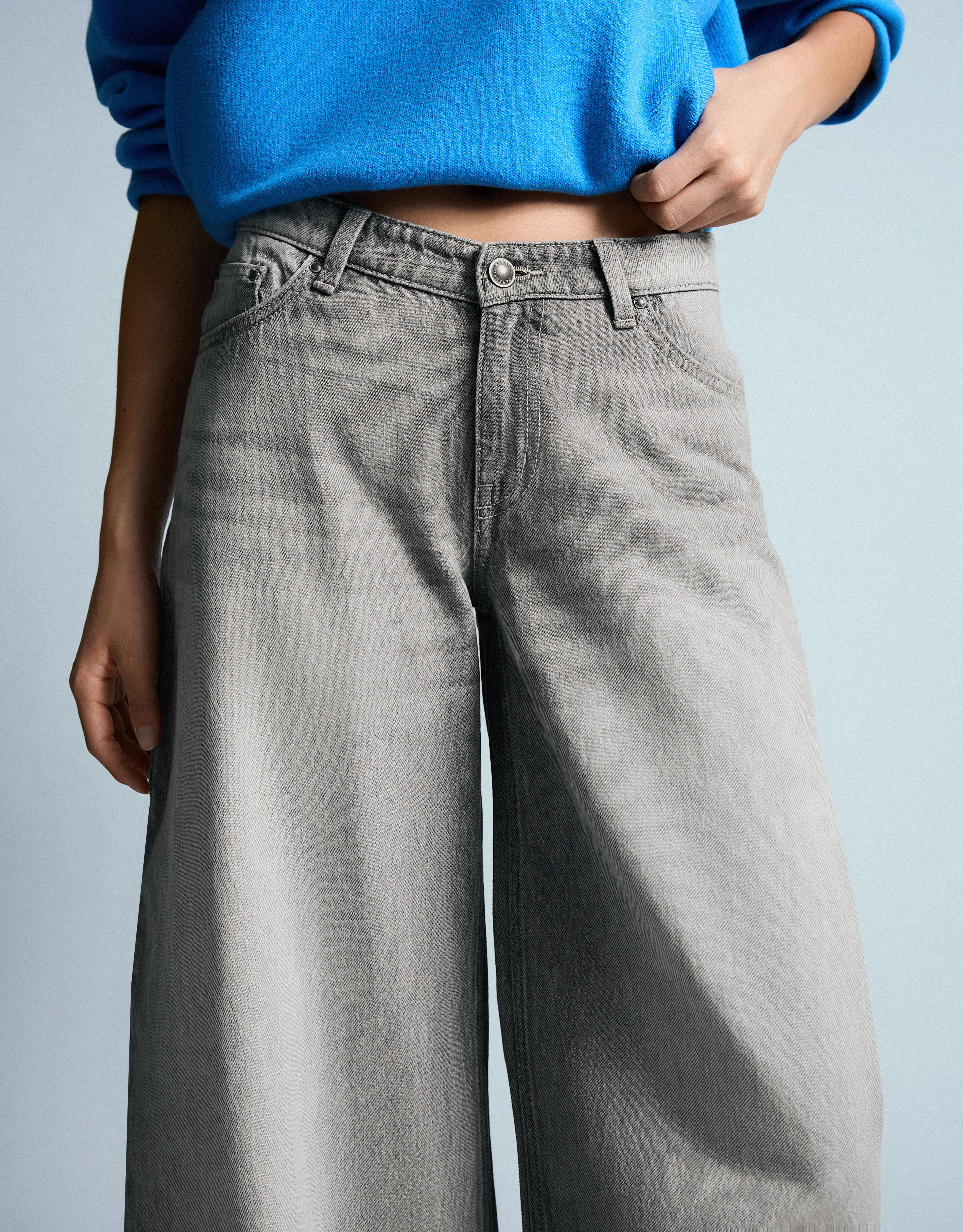 High-waist barrel jeans — Grey