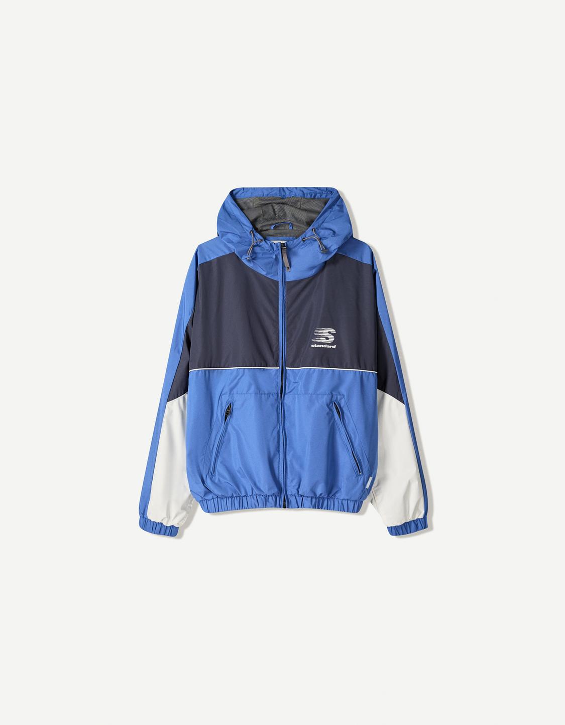 Lightweight colour block hooded jacket