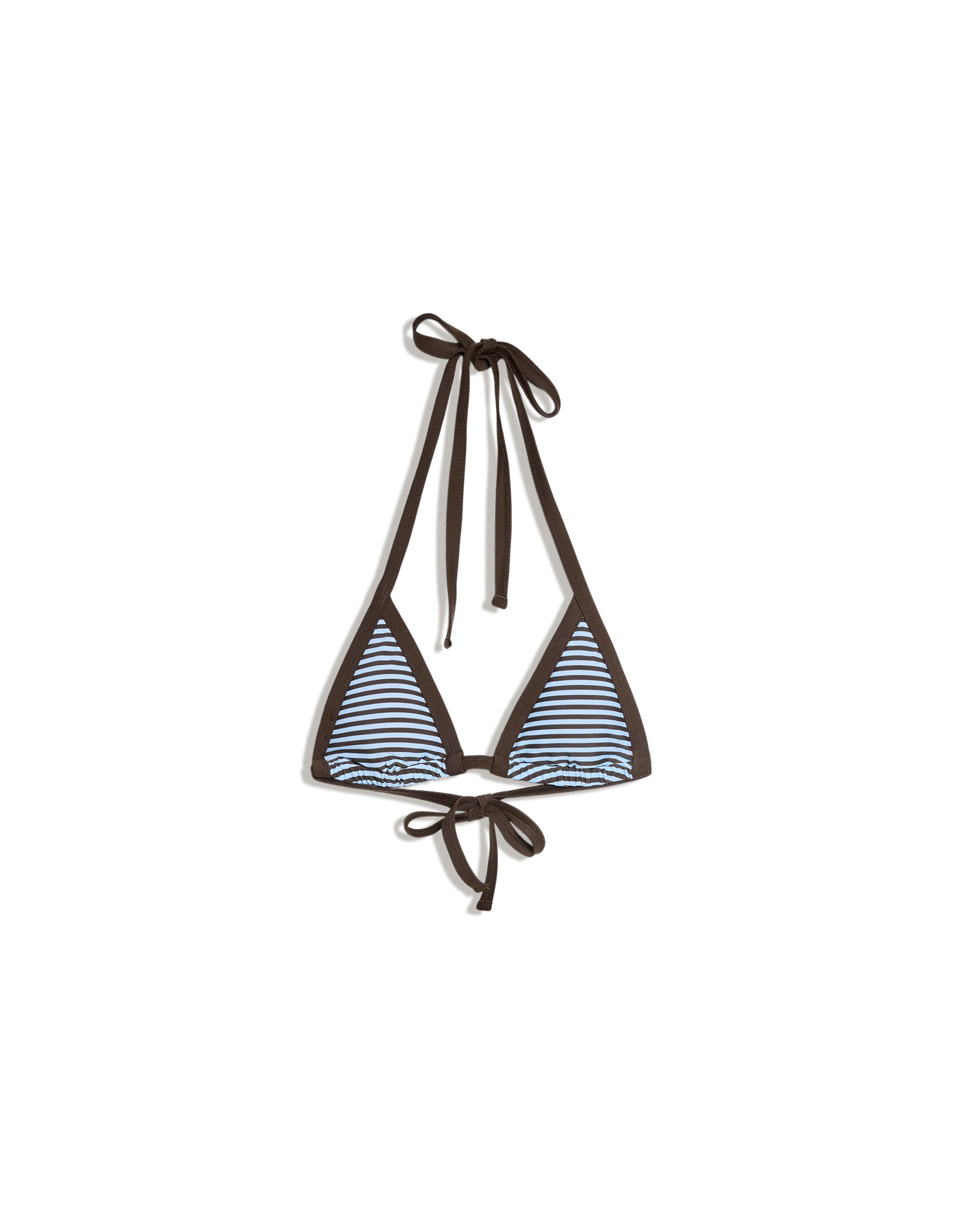Striped triangle bikini top — Blue