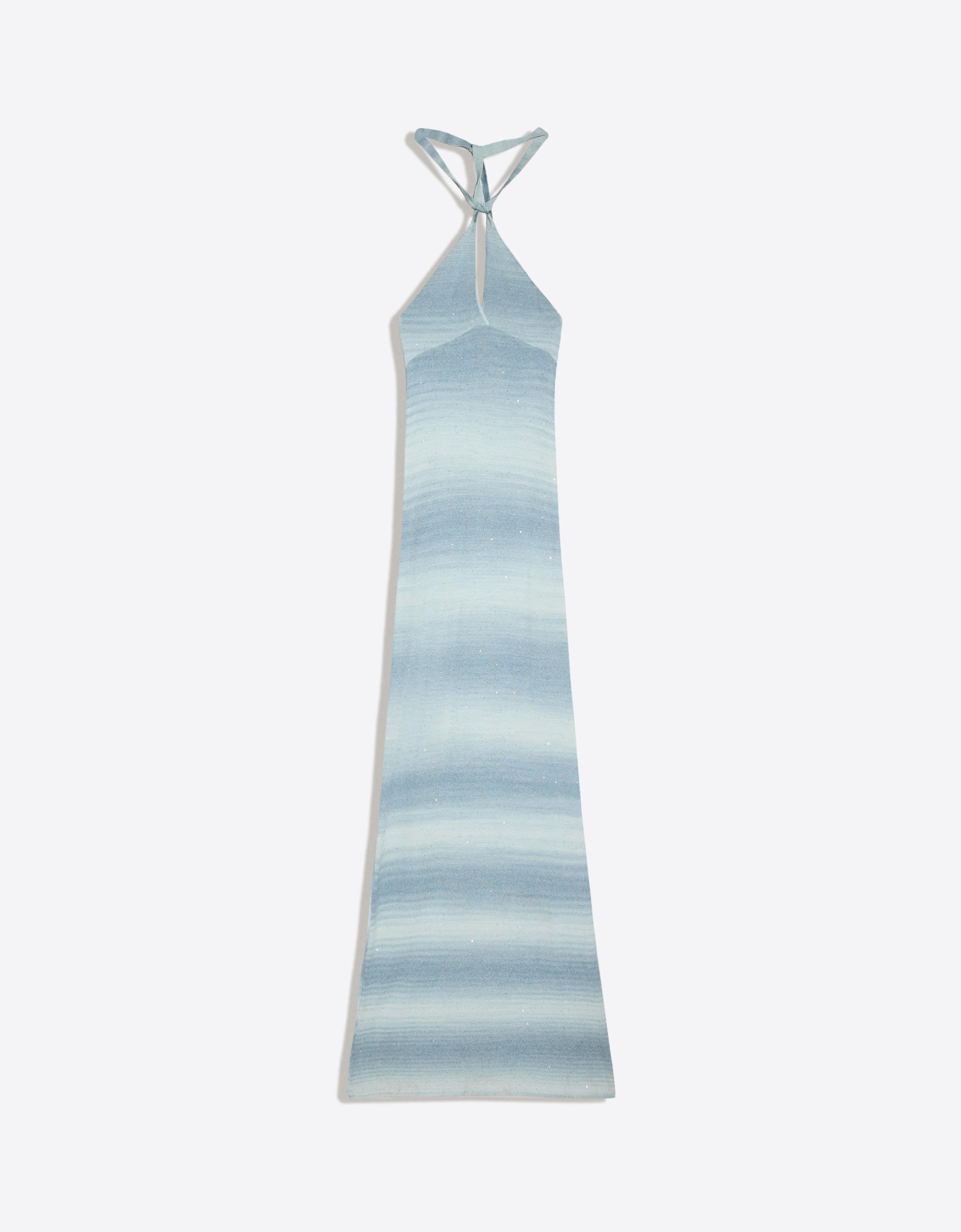 Bershka Vestido Midi Halter Lentejuelas Mujer Azul