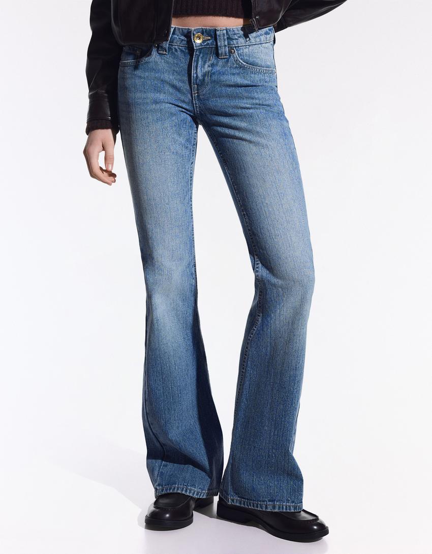 Düşük bel baggy fit çan paça jean-Açık mavi