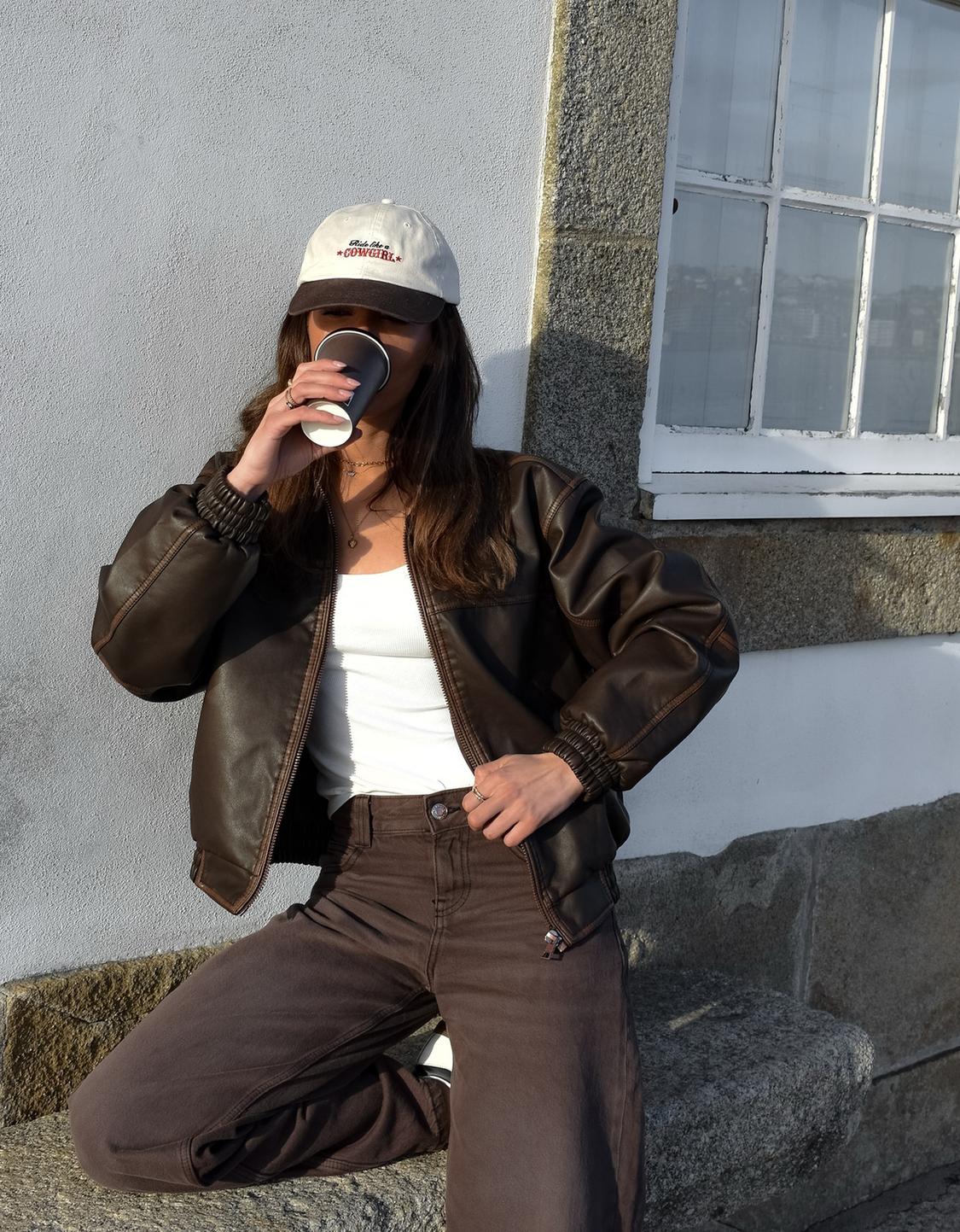 Faux leather oversize jacket
