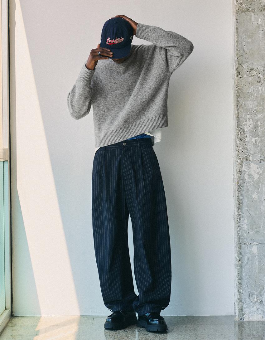 Maglia girocollo boxy fit-Grigio