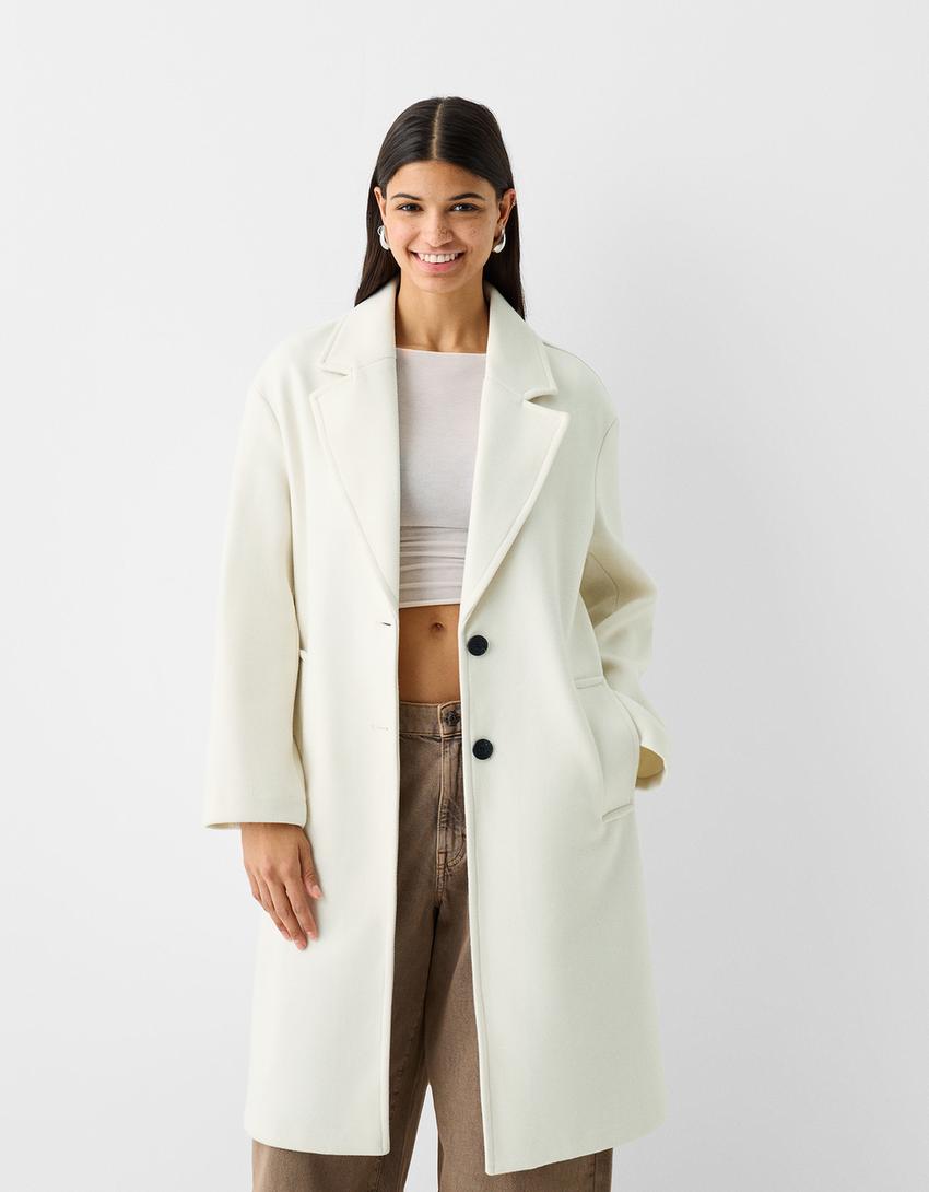 Manteau long soft-Écru-1