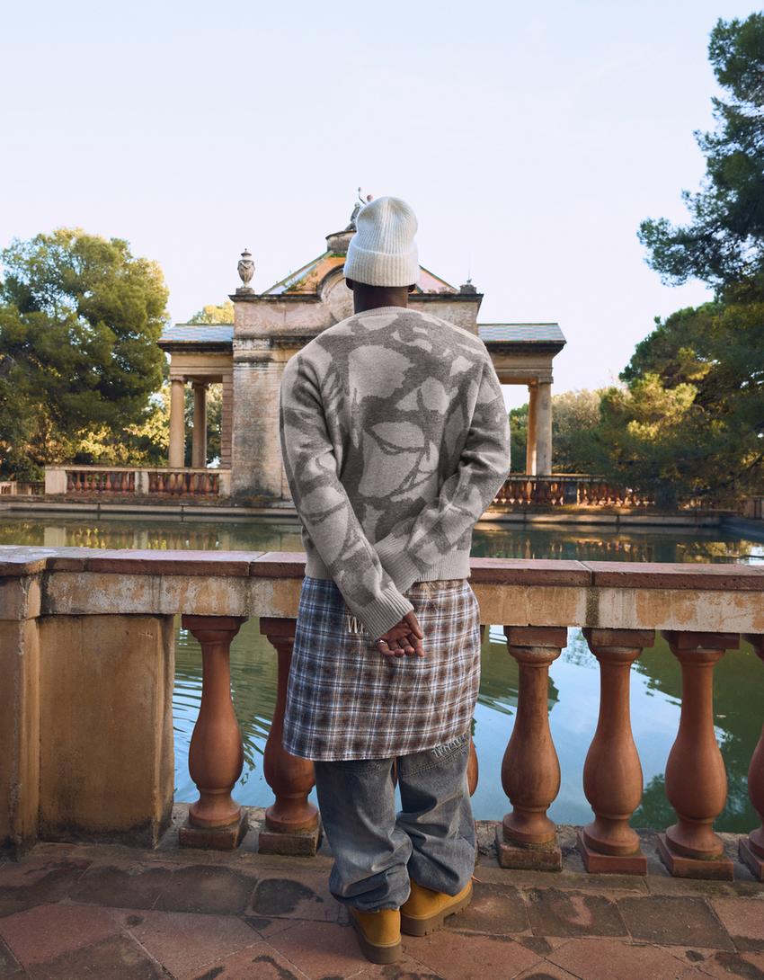 Maglia ricamata stampata-Grigio