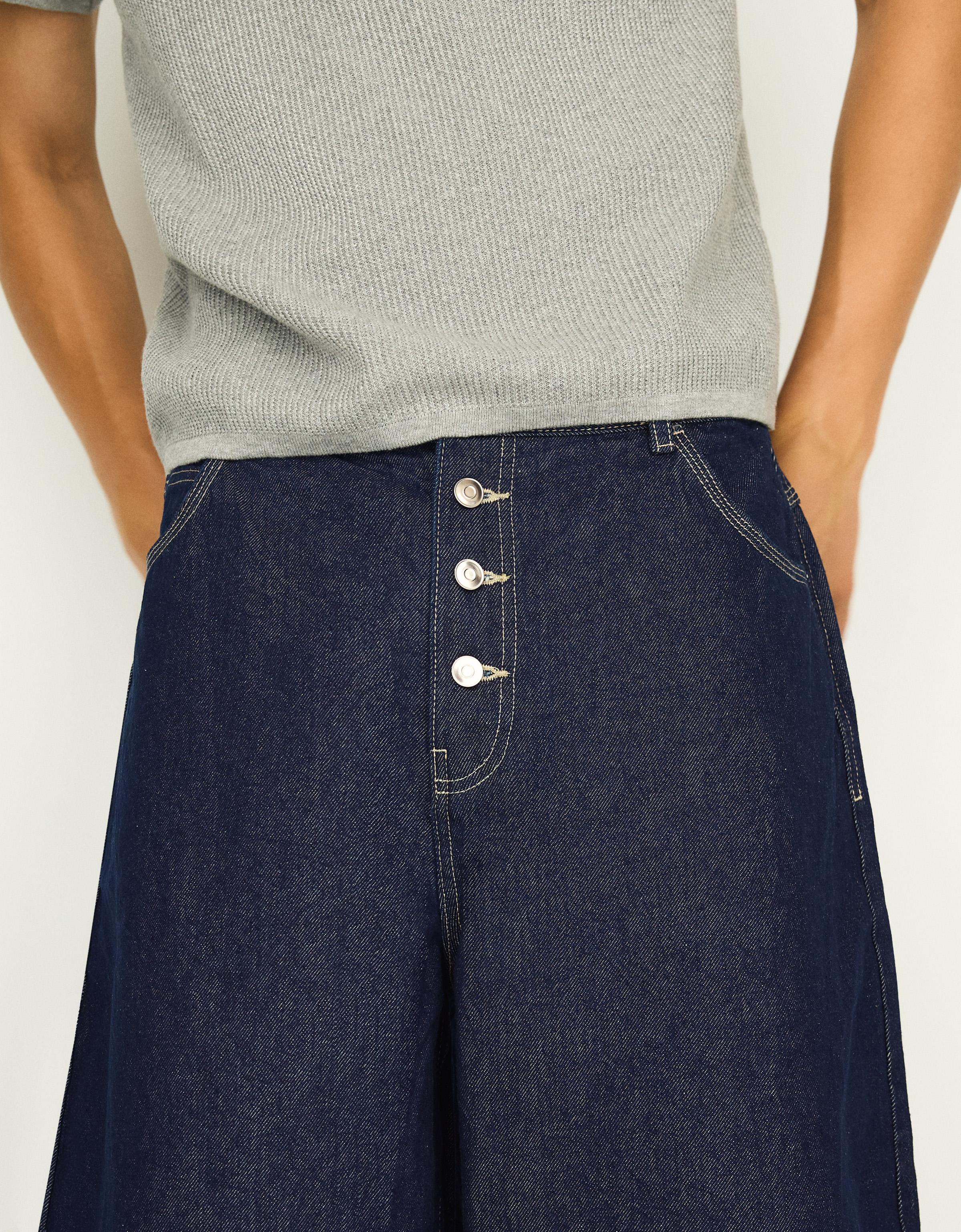 Barrel leg denim Bermuda shorts — Navy