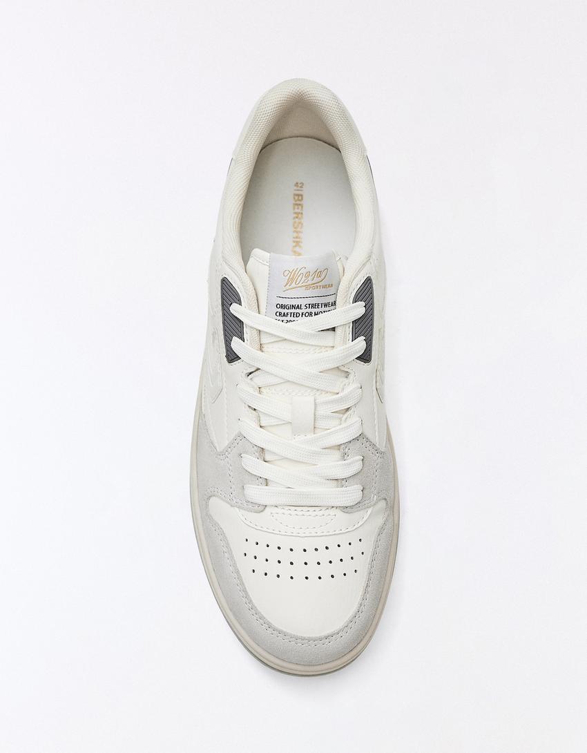 Paneled casual sneakers-WHITE