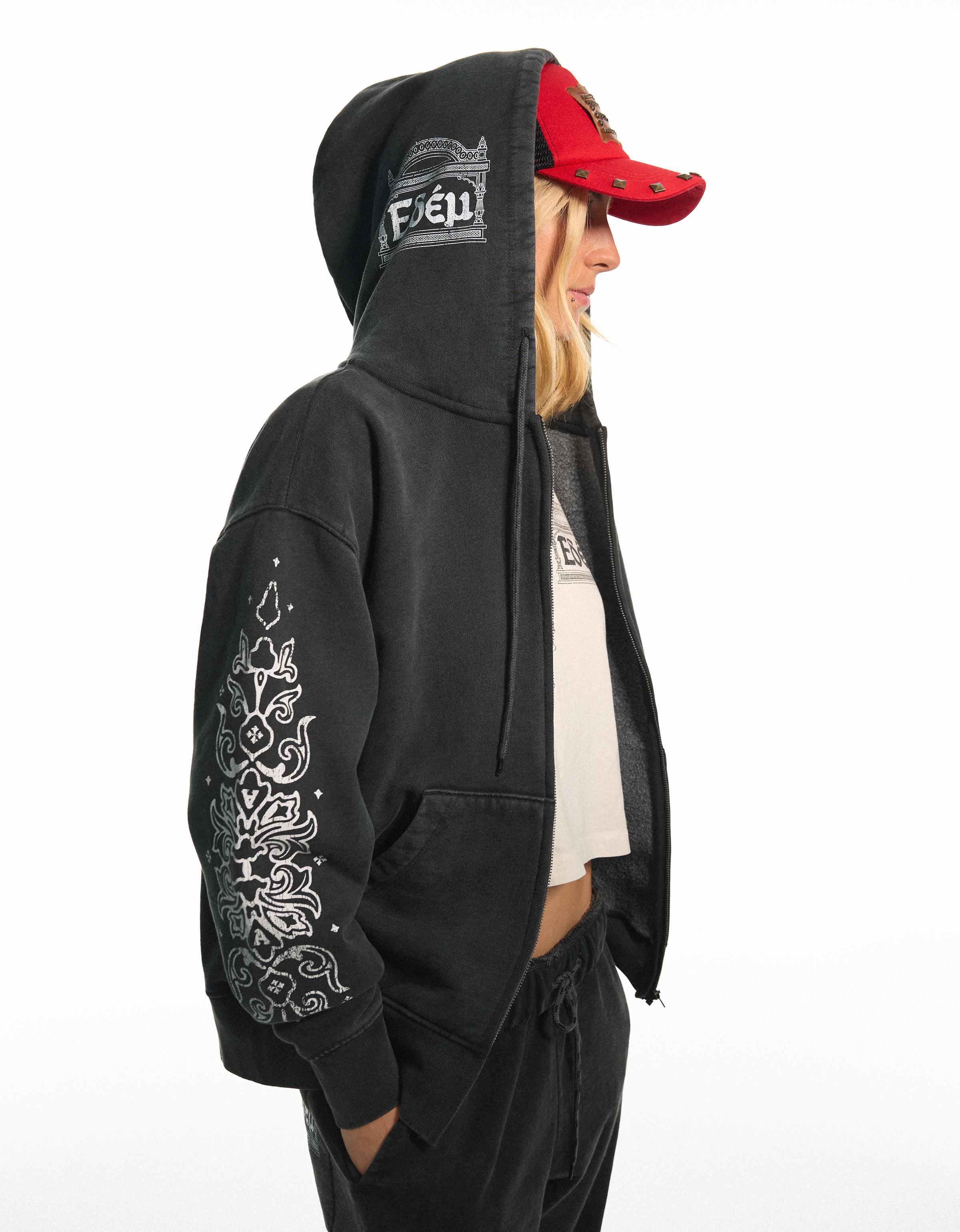Bershka ARIES X BERSHKA yıkama efektli kapüşonlu sweatshirt görsel 2