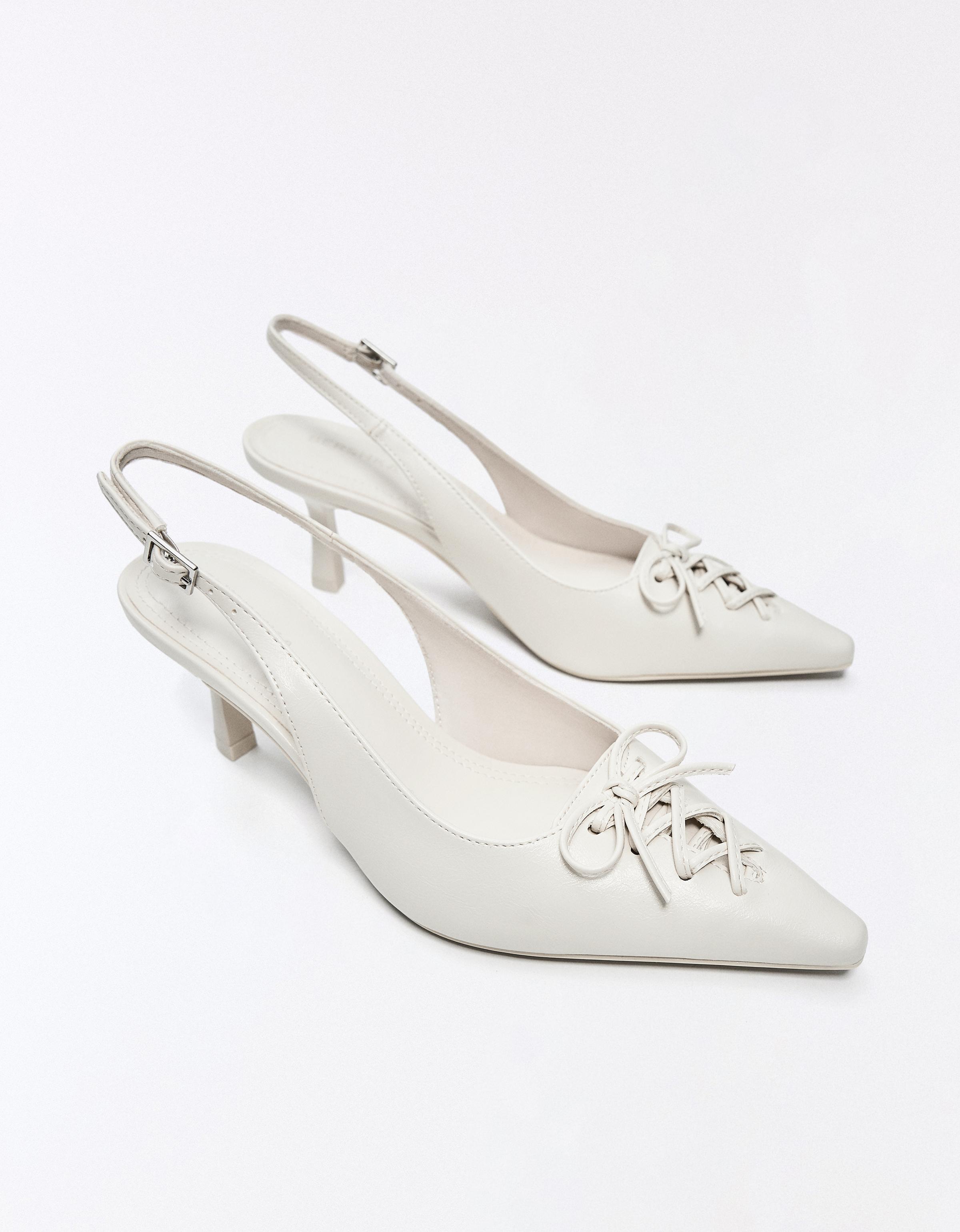 KITTEN HEEL CORSET SHOES — WHITE