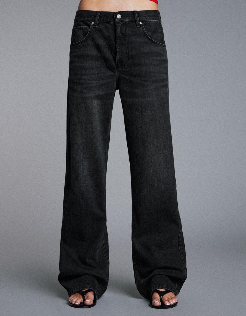 Jeans straight baggy fit-Nero