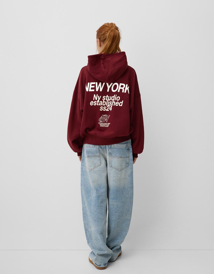Sweatshirt capuz padrão-Bordeaux-1