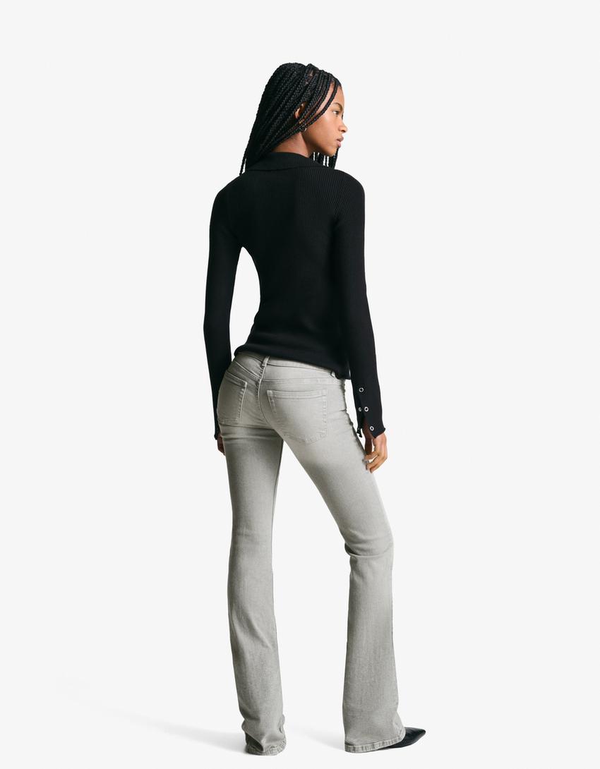 Low-rise boot-cut jeans-Dark grey-1