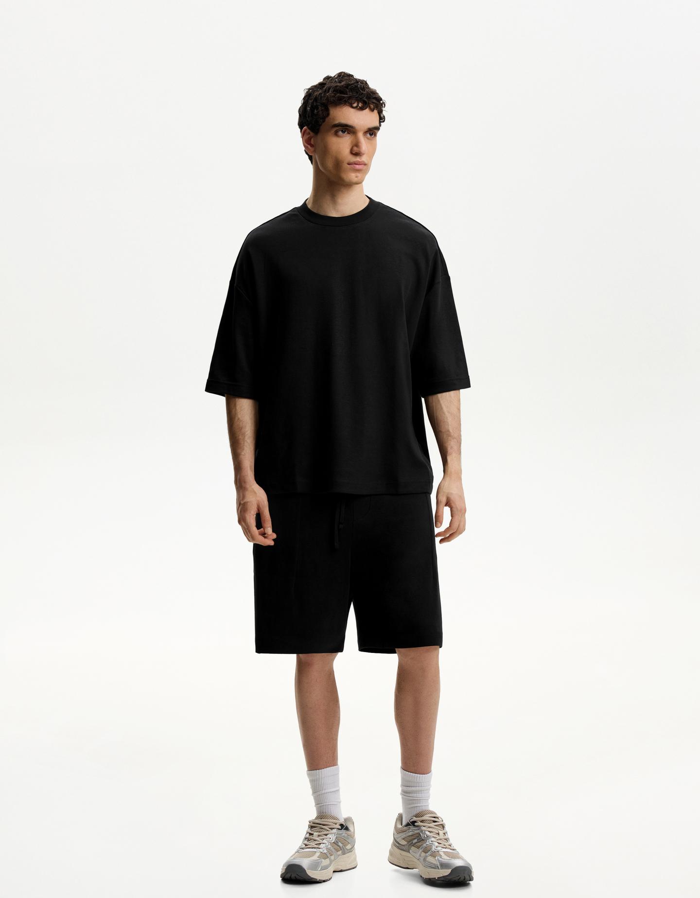 Bershka Bermuda Relaxed Fit Hombre Xl Negro