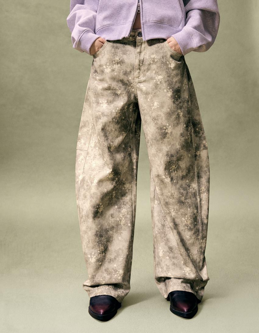 Pantalón barrel  print-Multicolor