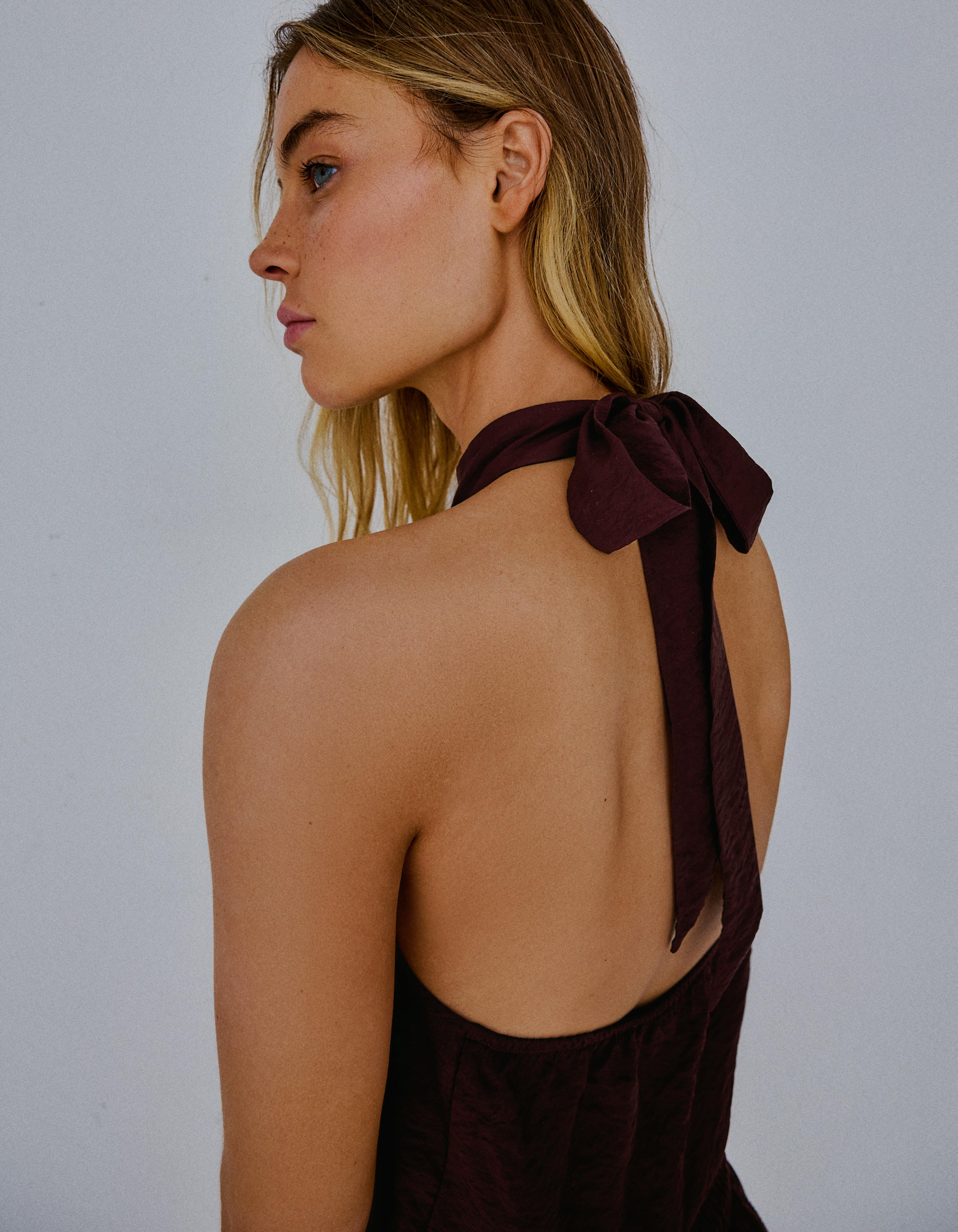 Halter neck mini dress — Maroon