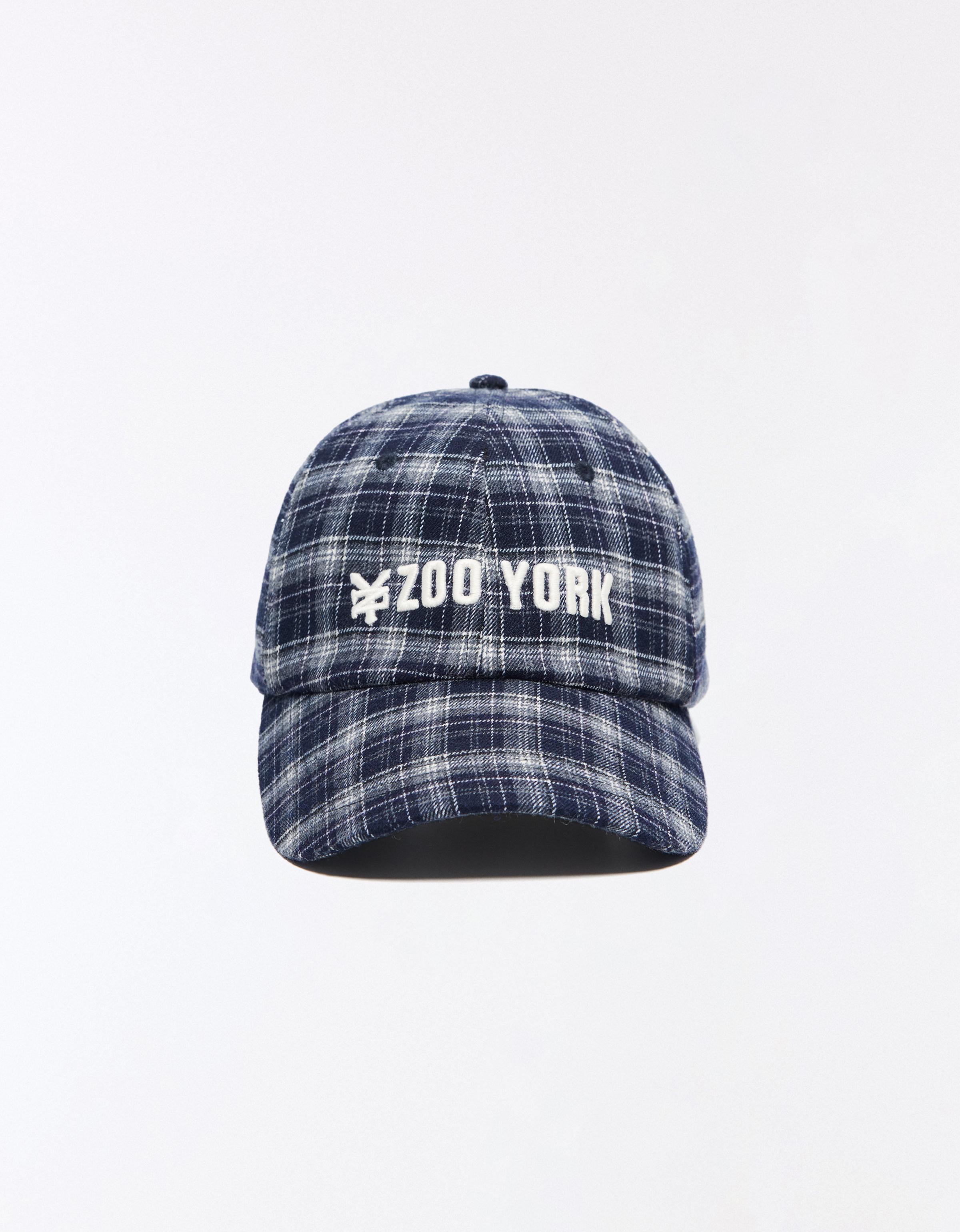 ZOO YORK X BERSHKA embroidered check cap — Dark blue