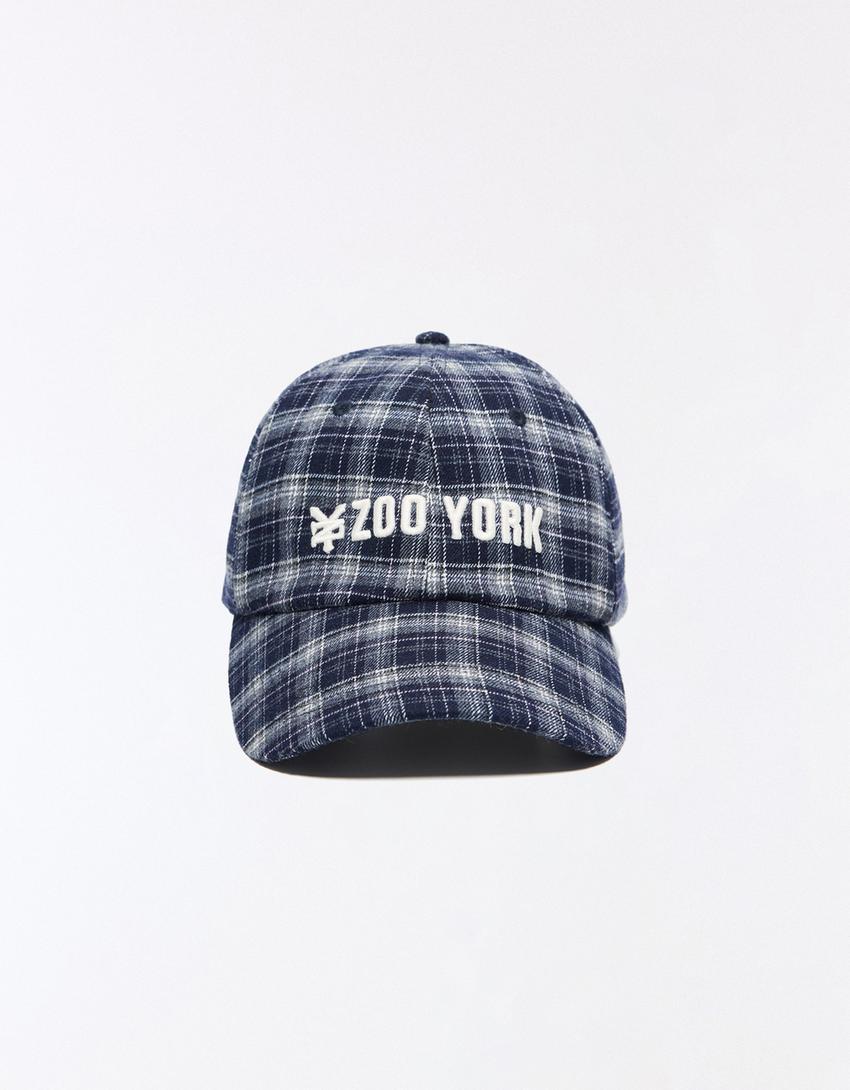 ZOO YORK X BERSHKA embroidered check cap-Dark blue