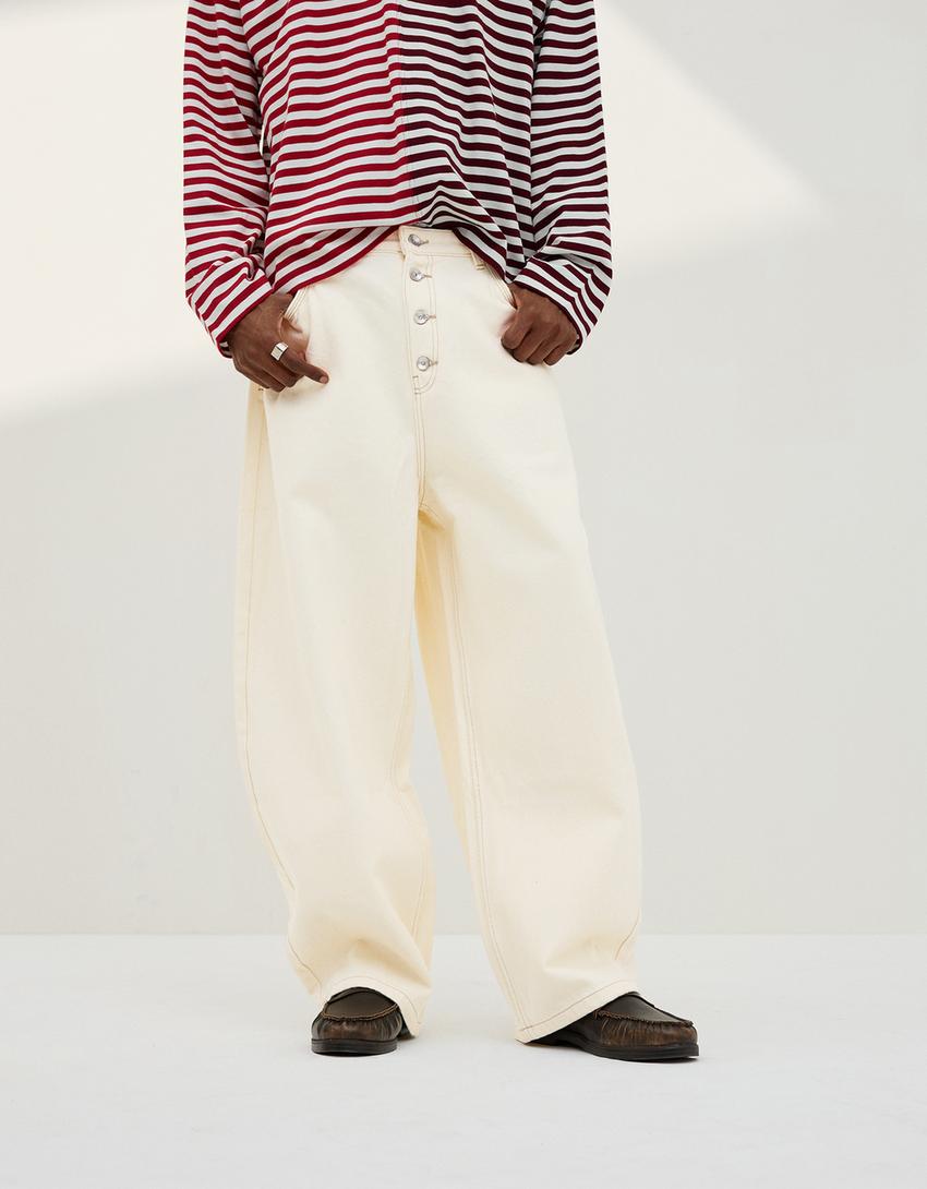 Jean barrel fit-Écru