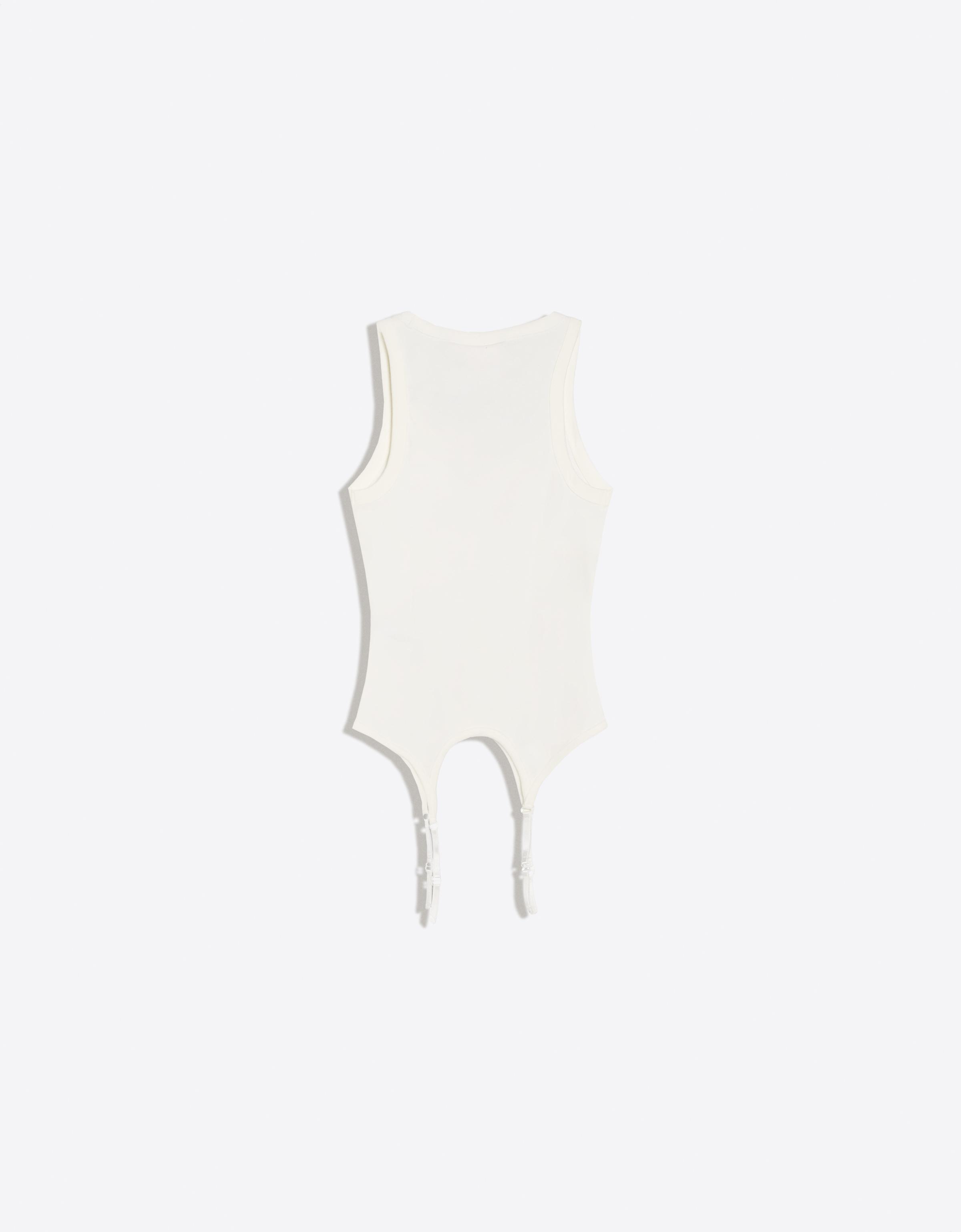 Garter belt effect print vest top — Off white