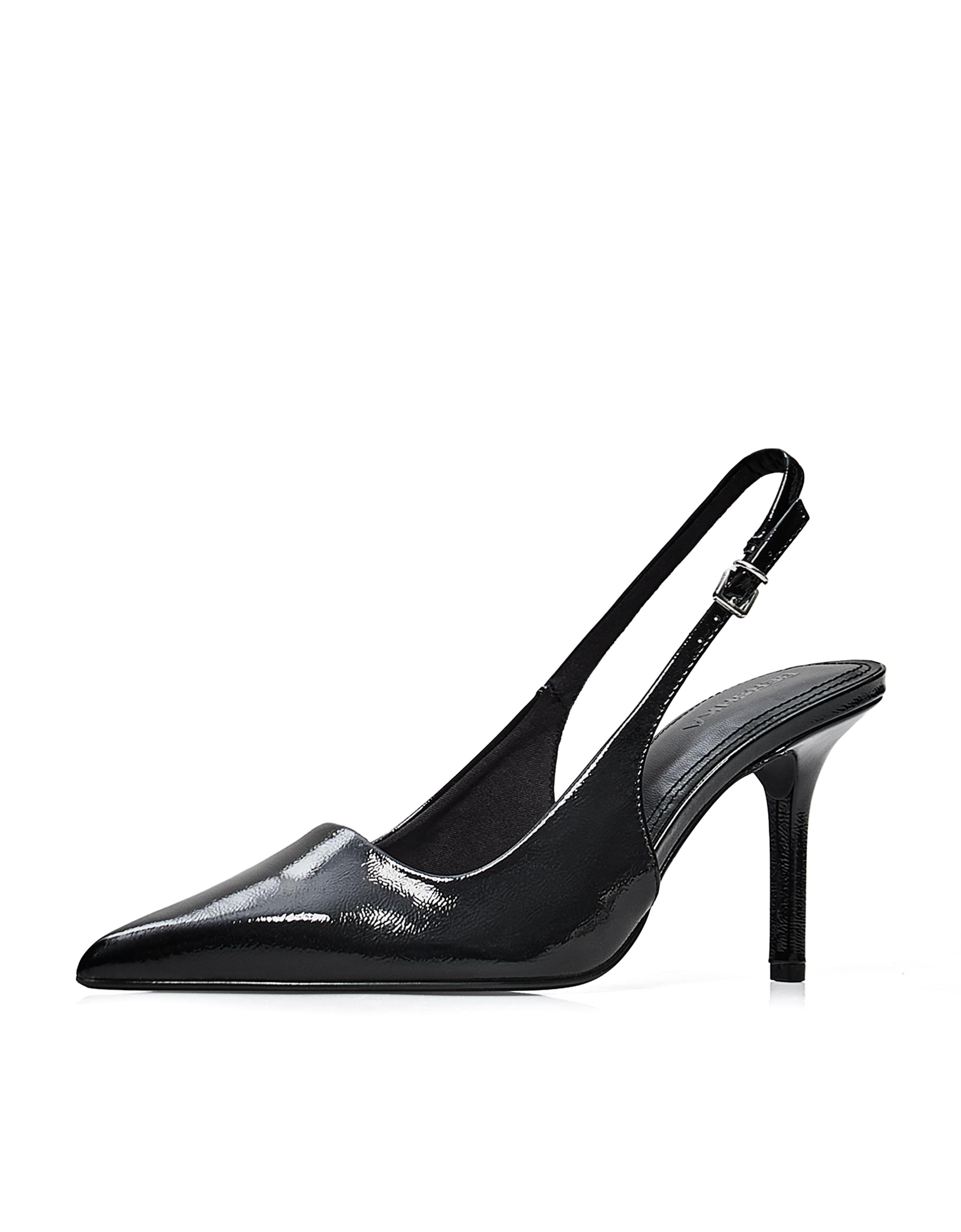 High-heel slingback shoes — BLACK