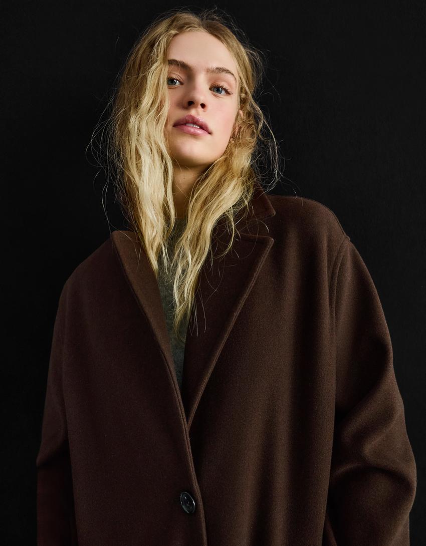 Lång mjuk kappa-Brun